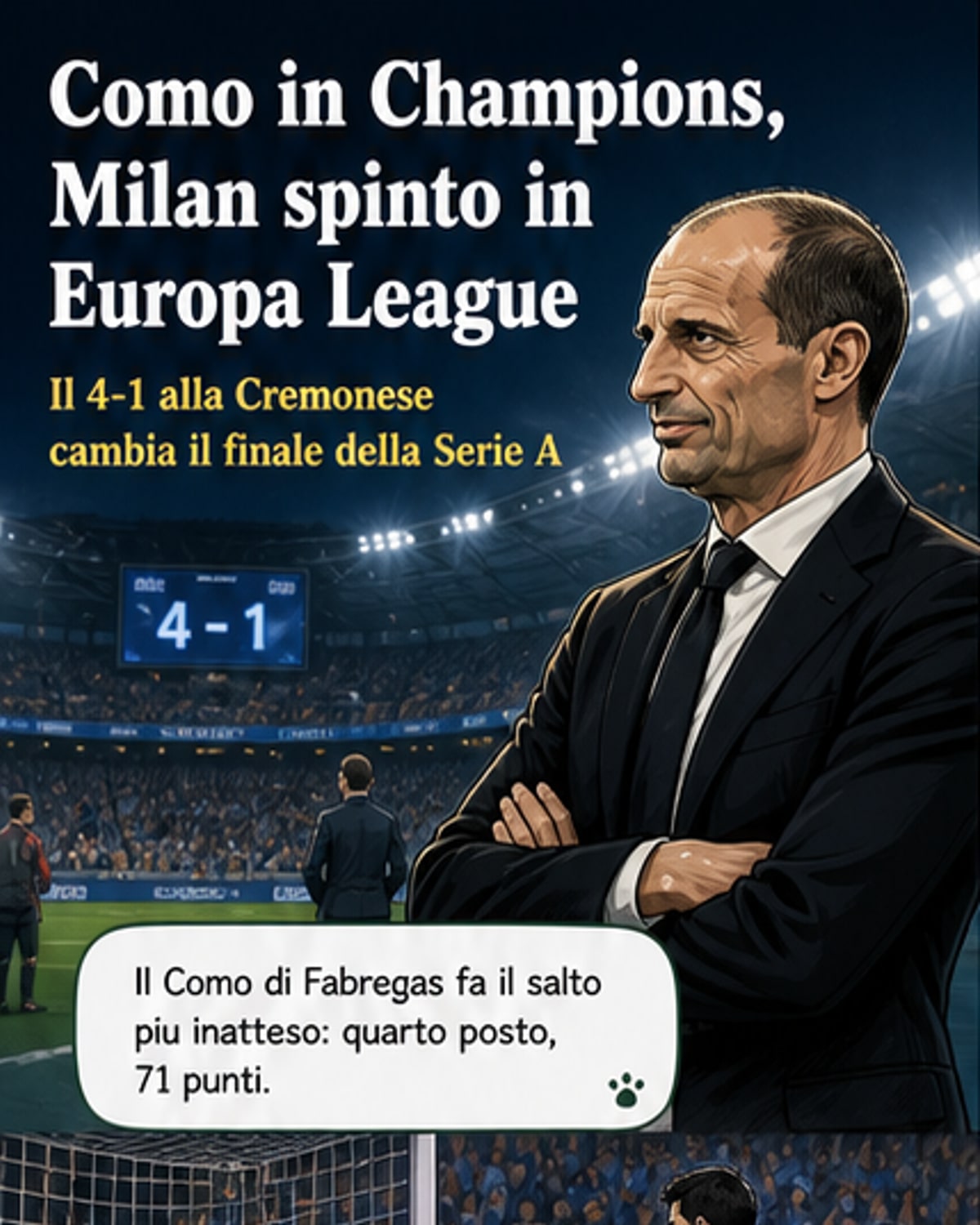 Il Como vola in Champions
