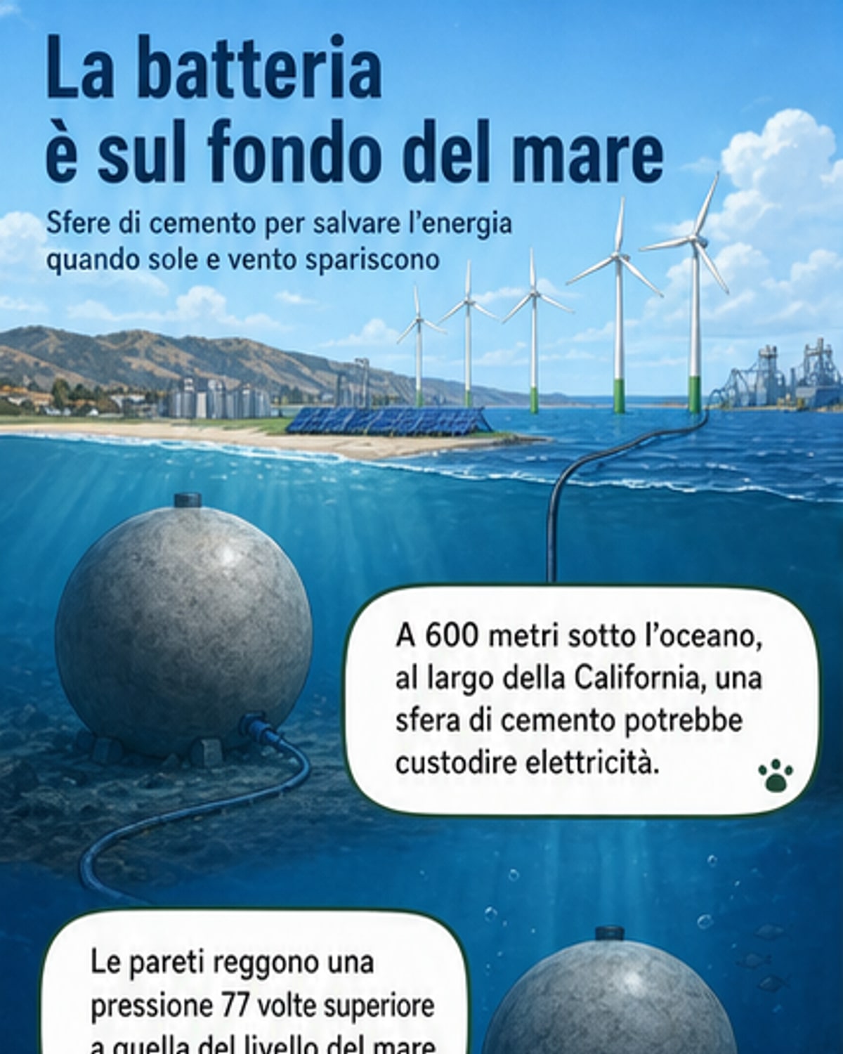 Sfere sottomarine per accumulare energia