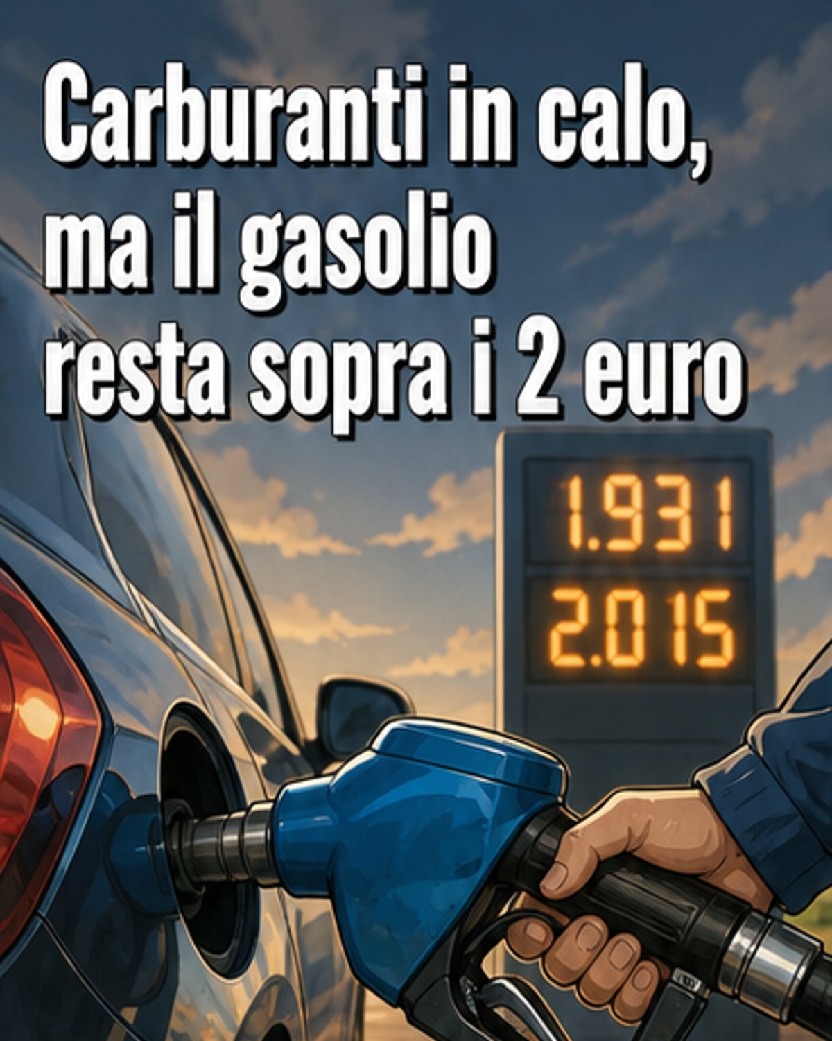 Benzina e gasolio in calo