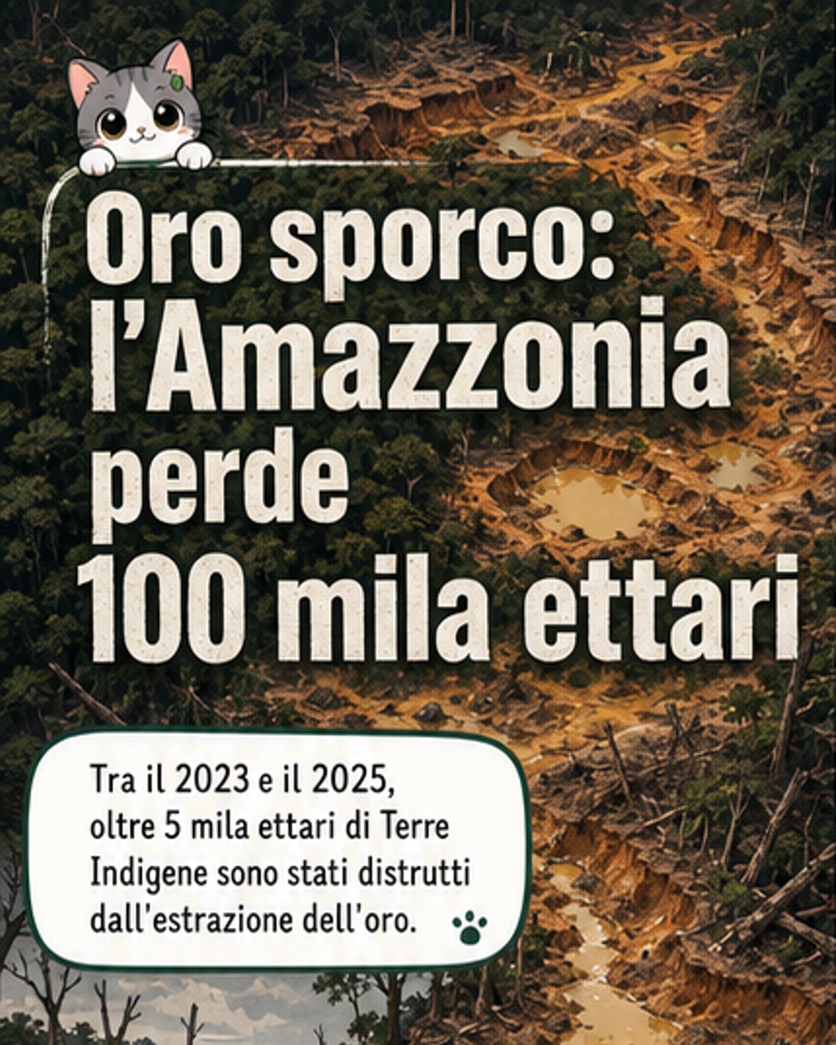 Oro illegale, 100mila ettari di Amazzonia distrutti