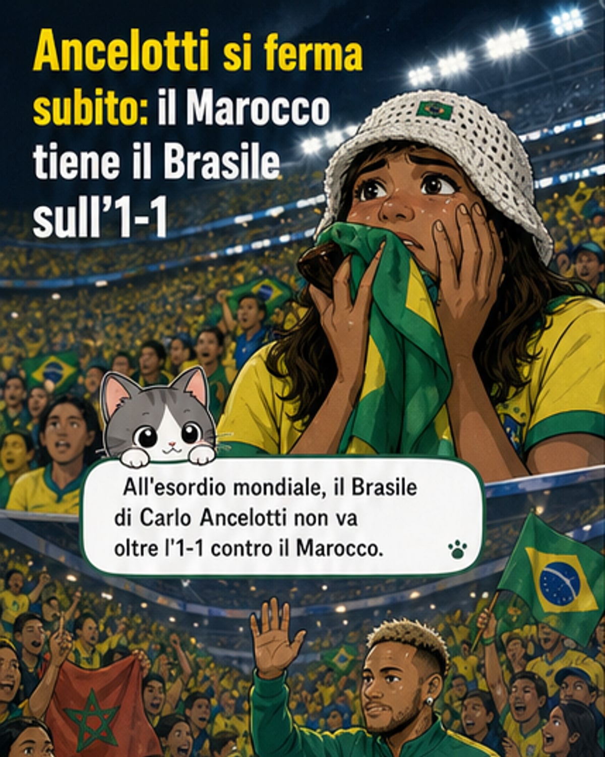 Brasile-Marocco finisce 1-1