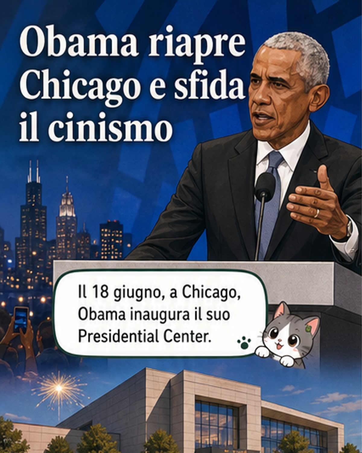 Obama inaugura la biblioteca a Chicago
