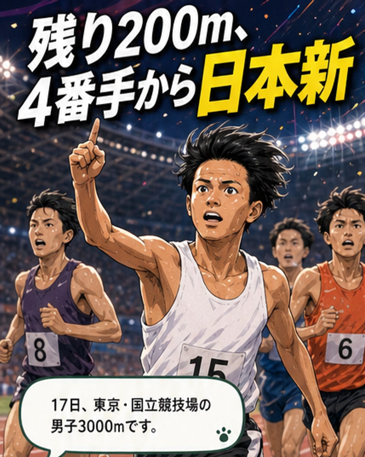 森凪也、3000mで日本記録更新
