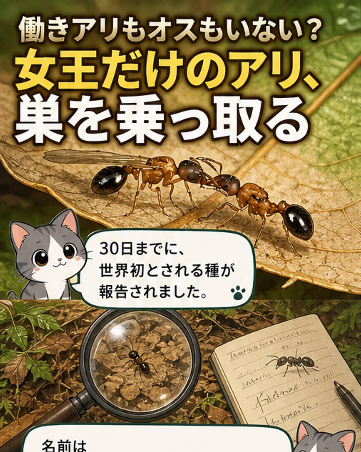 働きアリゼロのアリ、世界初確認