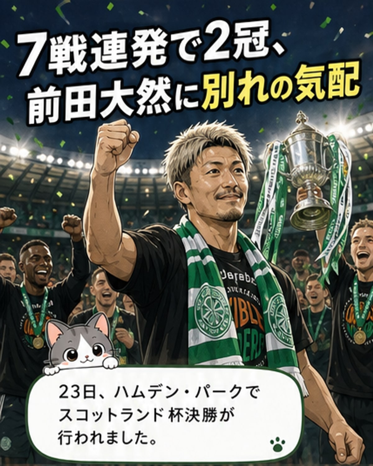 前田、公式戦7戦連続得点で2冠に貢献