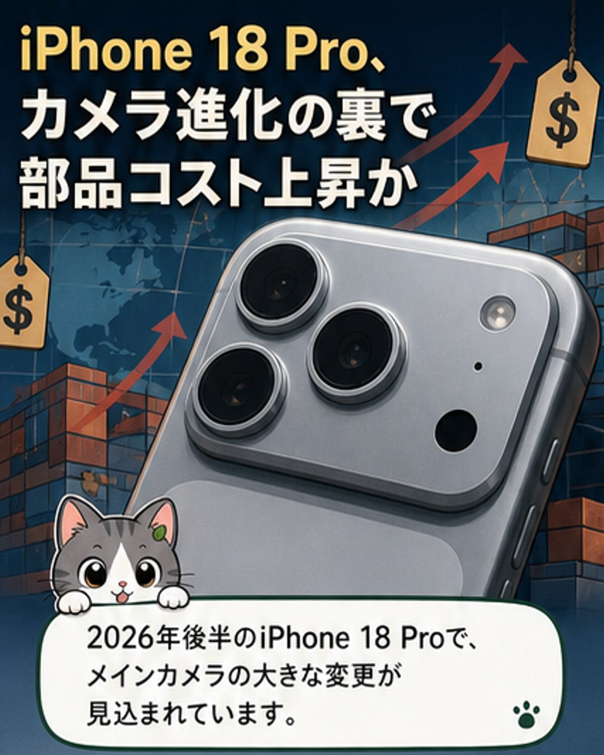 iPhone 18 Pro、高価な新カメラへ