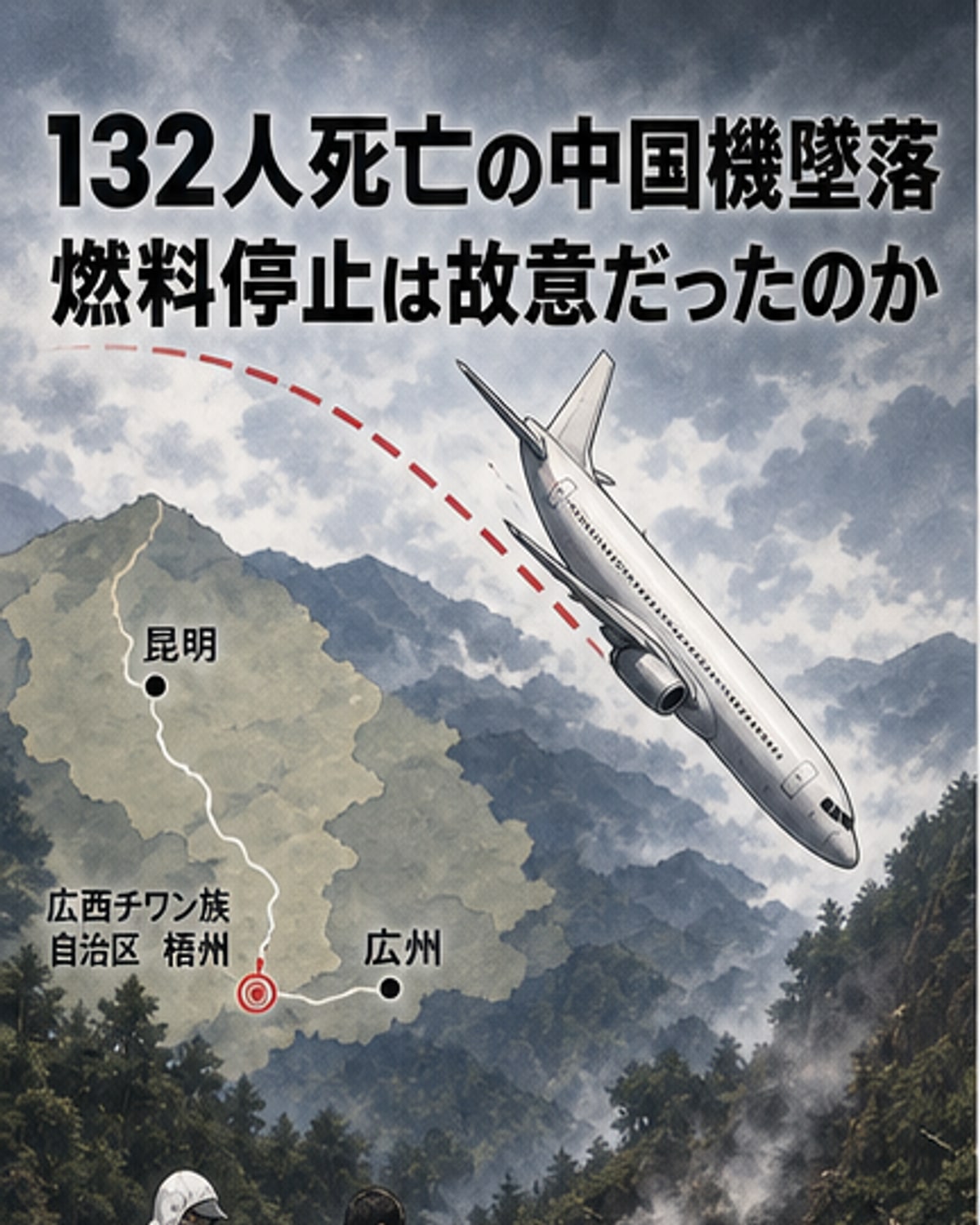 中国東方航空機墜落、燃料を意図的に停止か