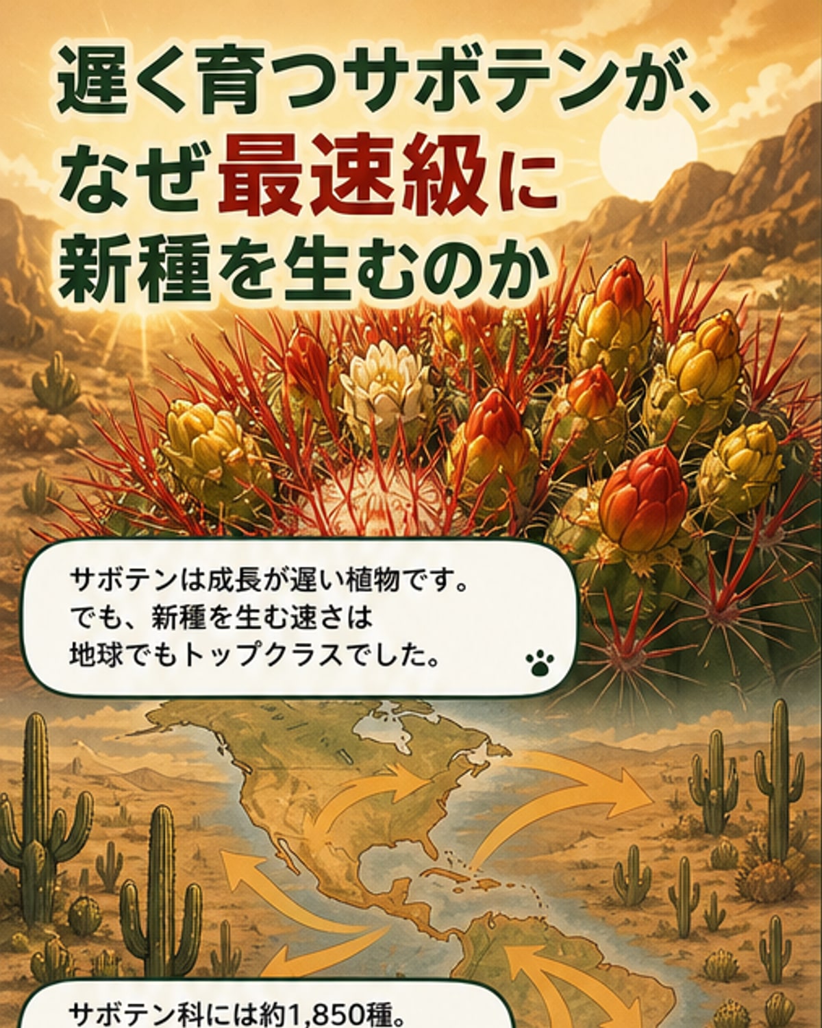 サボテン進化の謎、花の「変化の速さ」が鍵