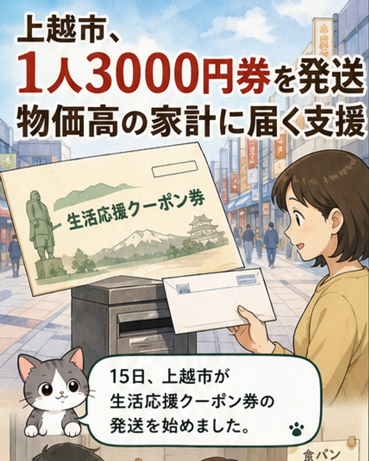 上越市民全員に3000円分クーポン
