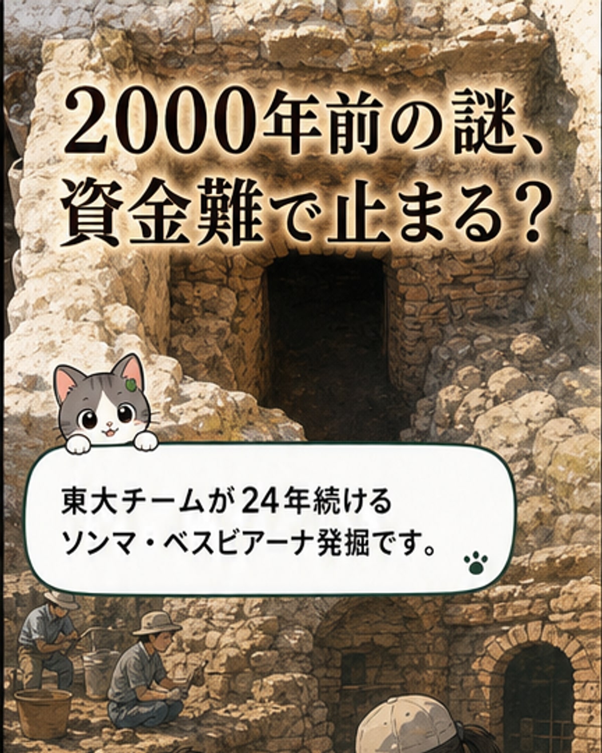 東京大学が提供した、イタリアで発見された古代ローマの遺構の写真。石造の建物跡が広がる。