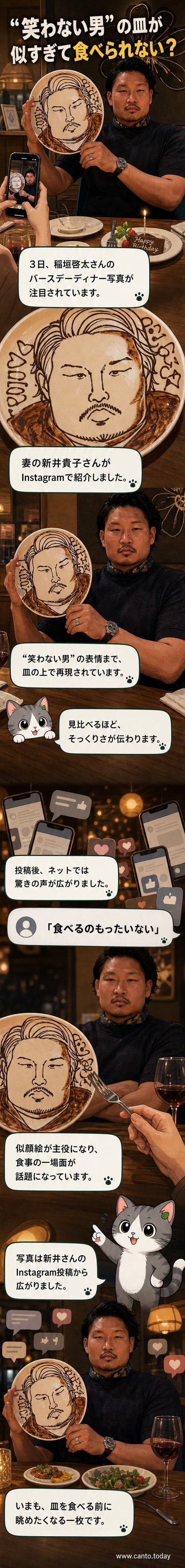 インスタグラムに投稿された、稲垣啓太の似顔絵。リアルな描写で本人そっくり。