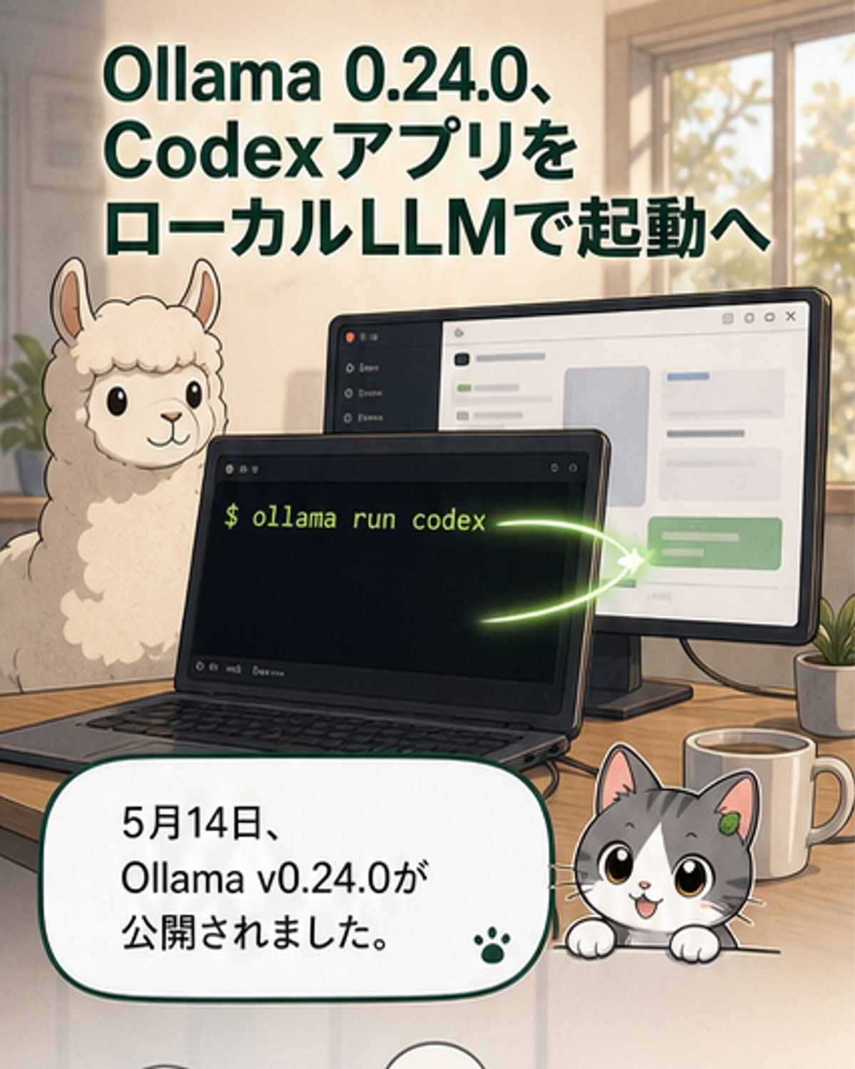 OllamaがCodexアプリに対応