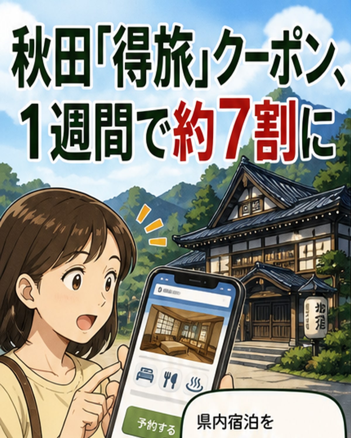 秋田「得旅」割引、高額プラン人気