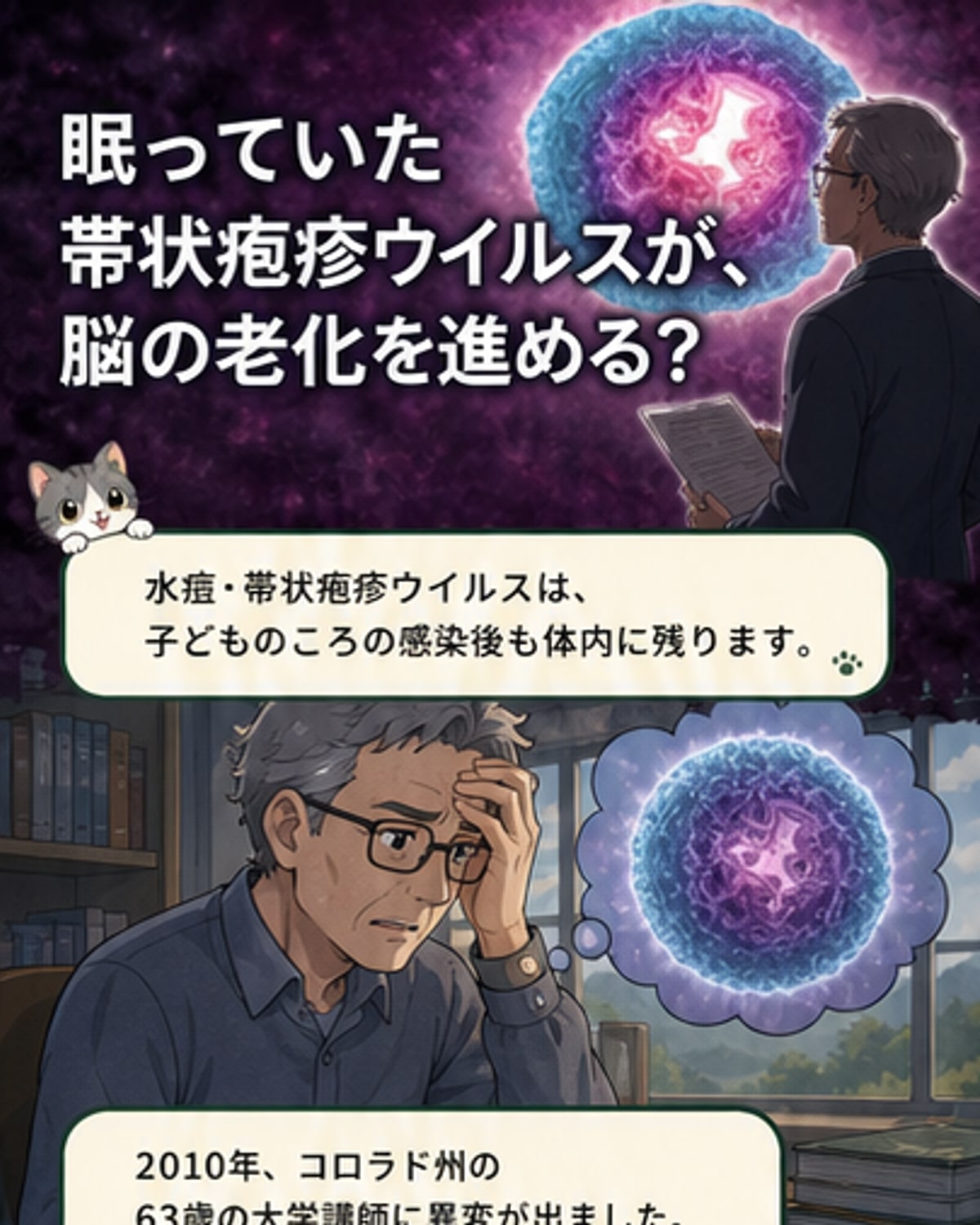 帯状疱疹ウイルスが脳の老化を加速