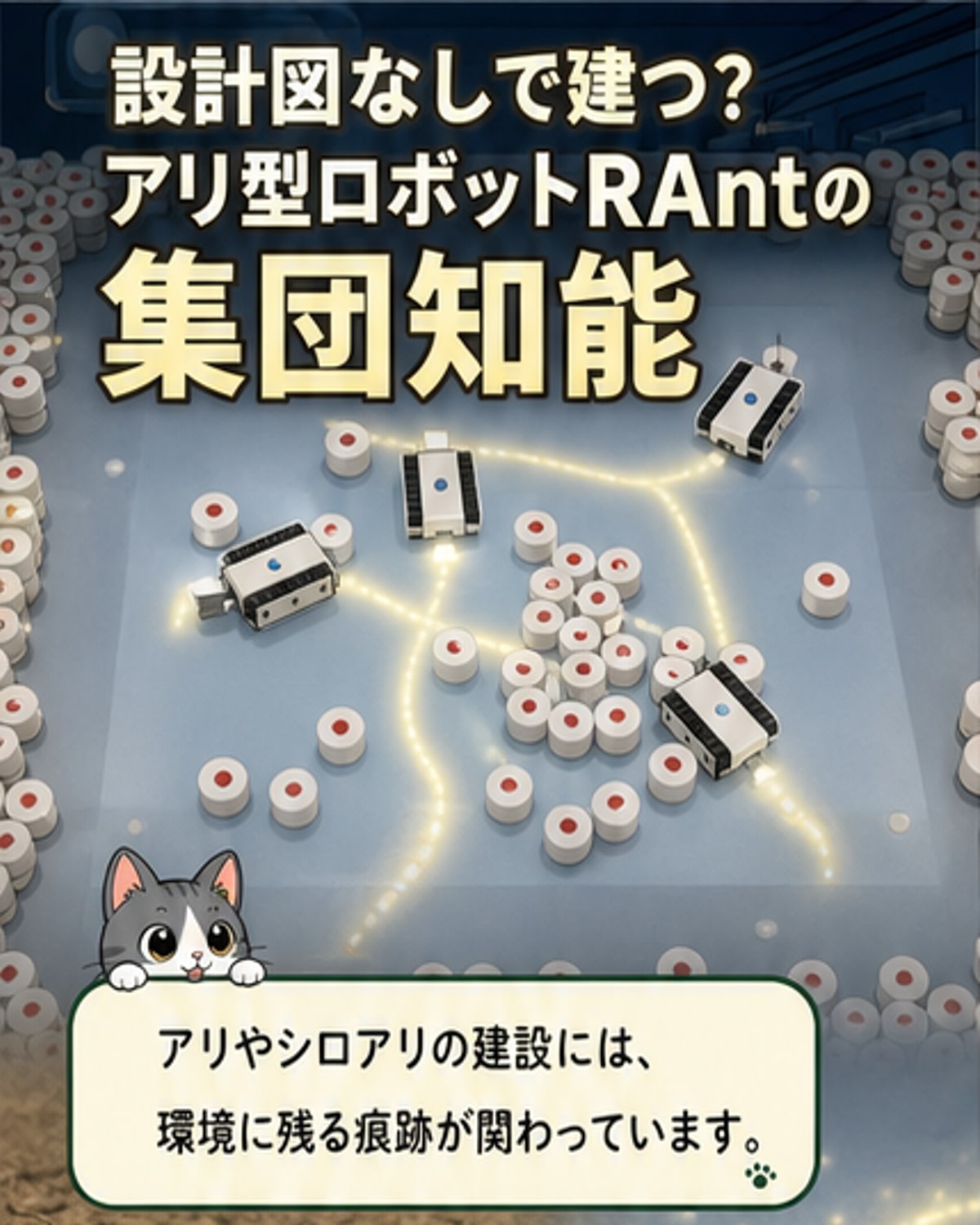 アリの知恵で建設する小型ロボット集団