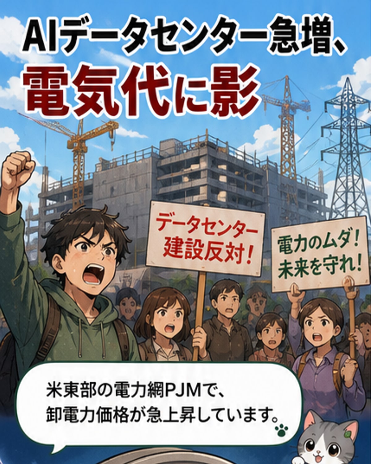 AIデータセンター増加で電気代76%上昇