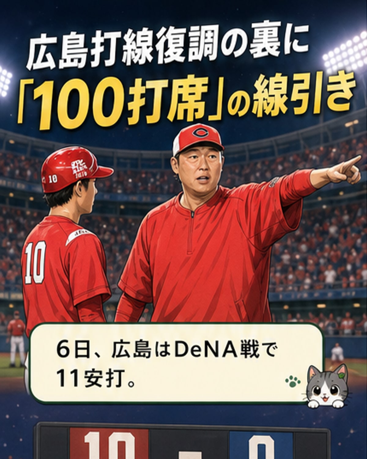 新井監督の「100打席」基準で広島打線復調