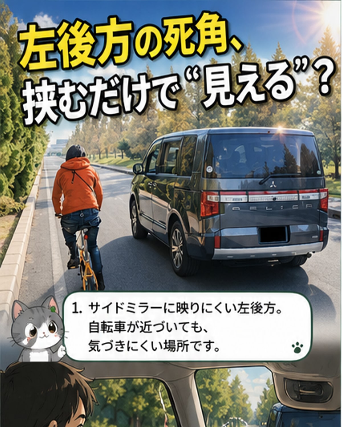 アシストグリップに挟むだけの電子ミラー