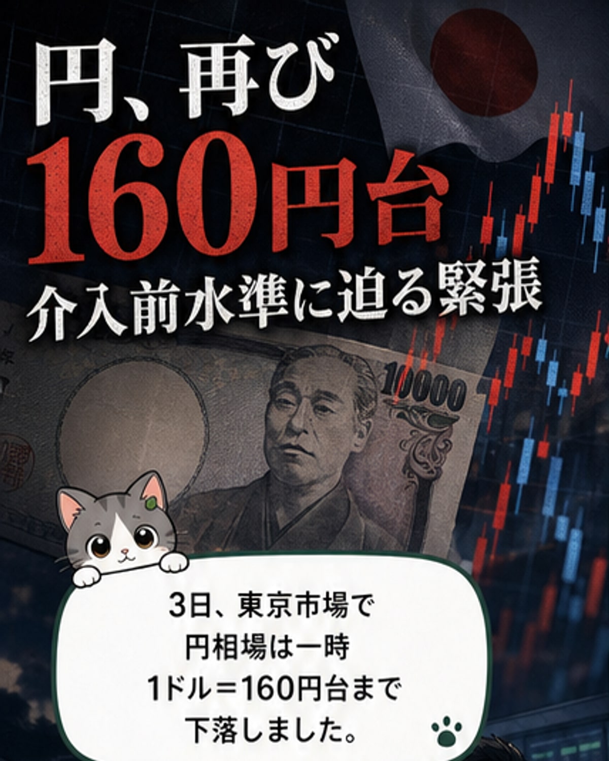 円安再び、一時160円台に