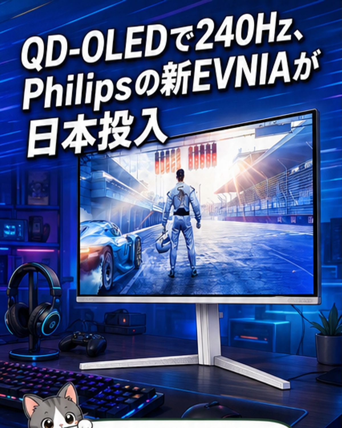 フィリップス、240Hz対応QD-OLEDゲーミングモニター発売
