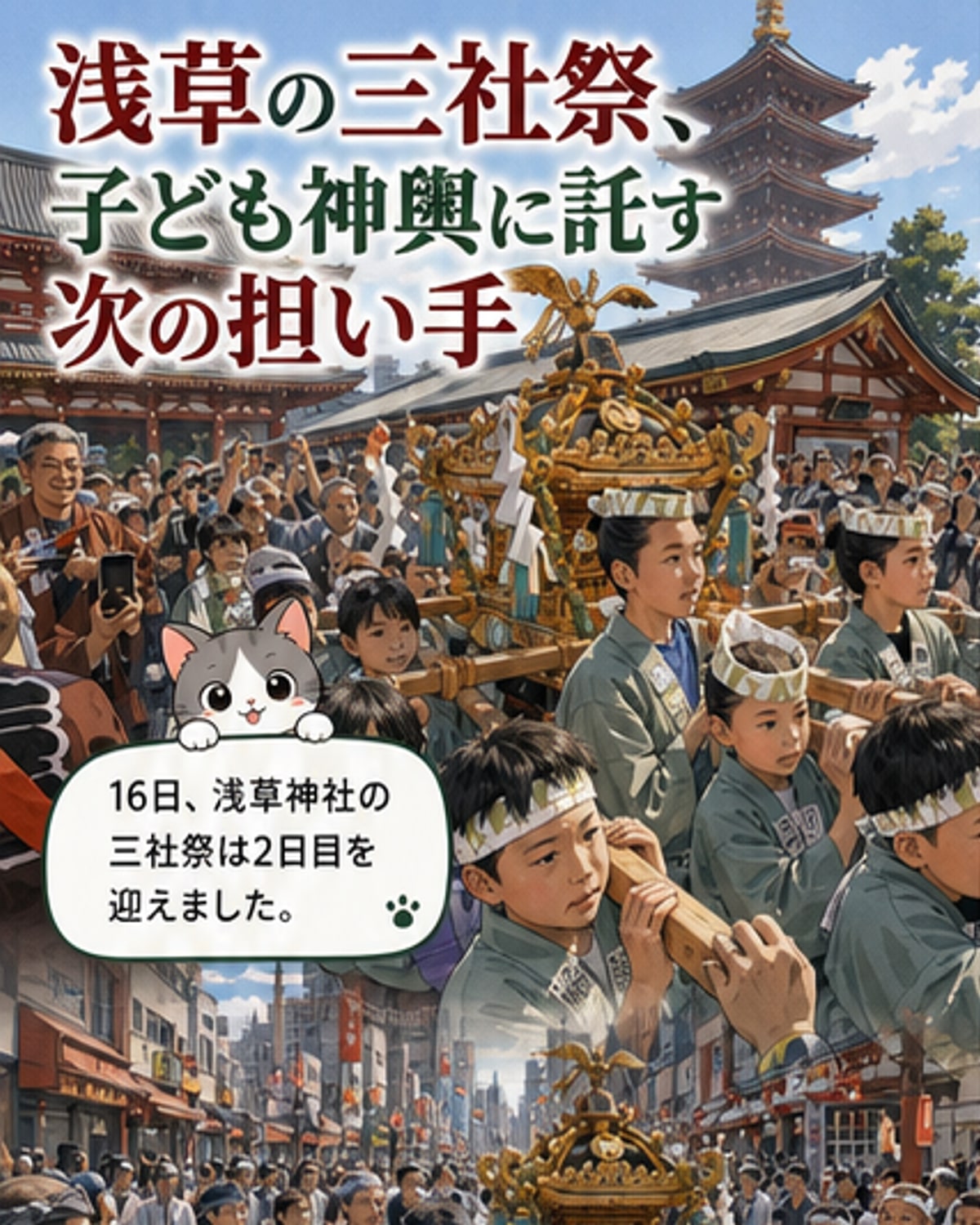 浅草三社祭に子ども神輿「子之宮」