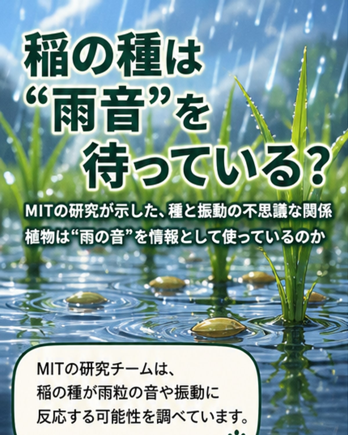 イネの種が雨音で発芽しやすくなる?