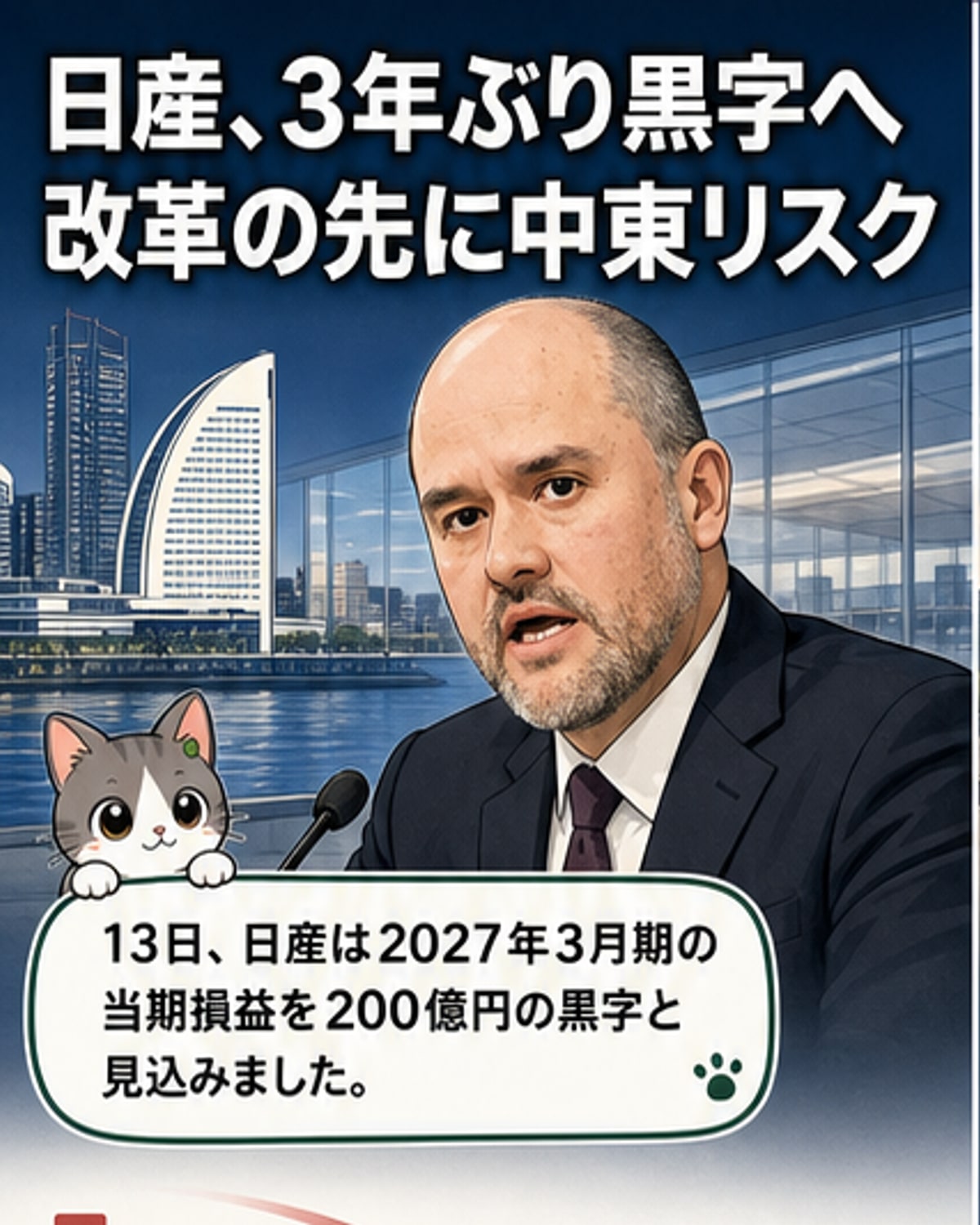 日産、3年ぶり黒字回復へ