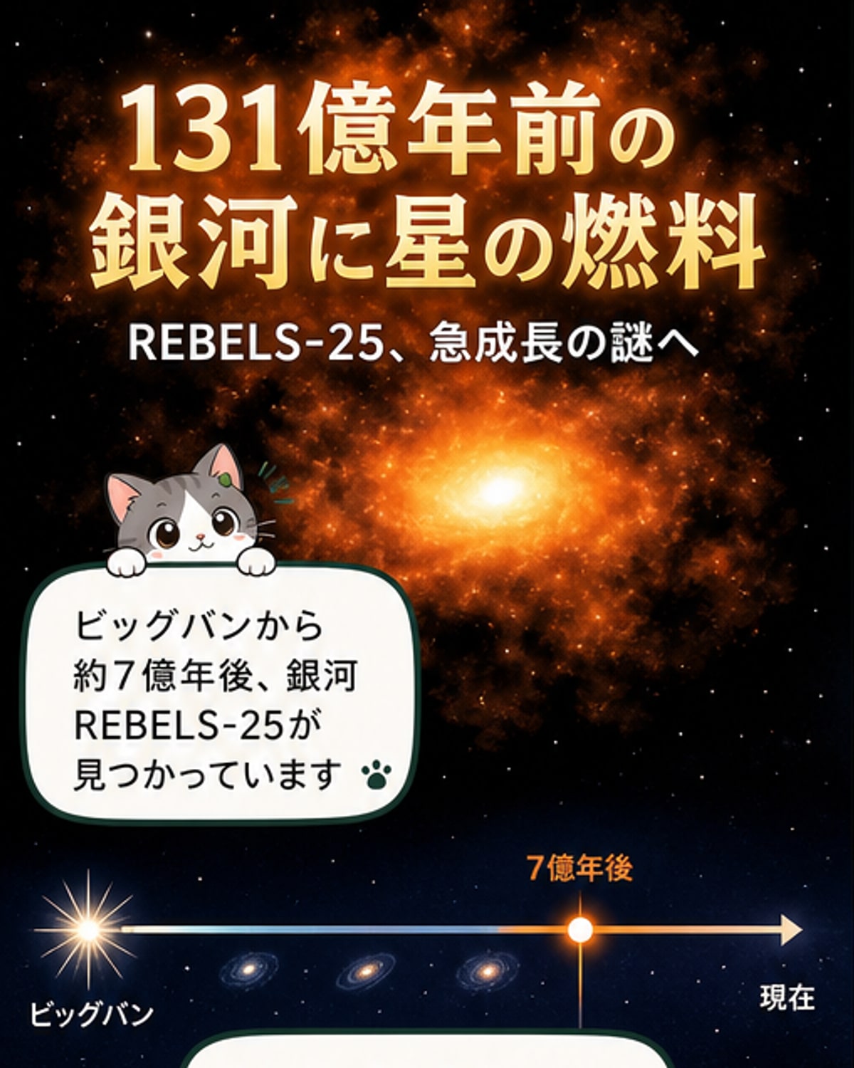 131億年前の銀河に星の材料大量発見