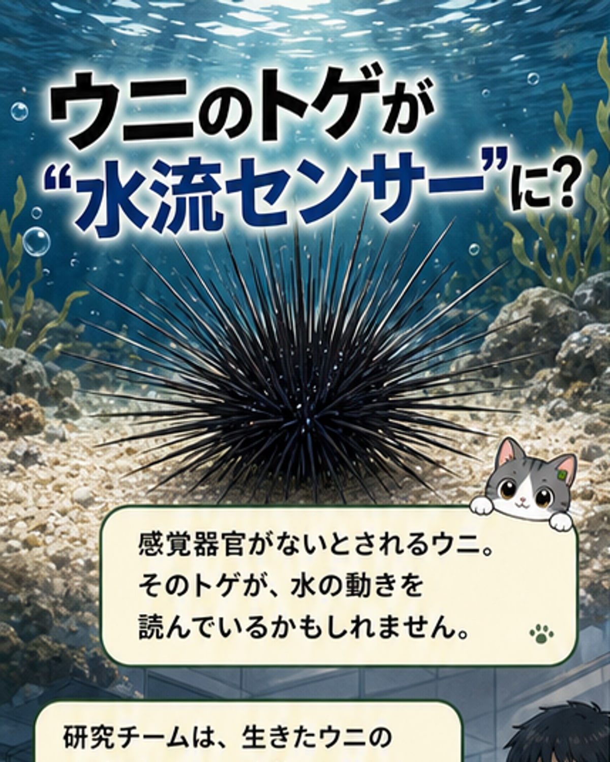 ウニのトゲが水の流れを感知?