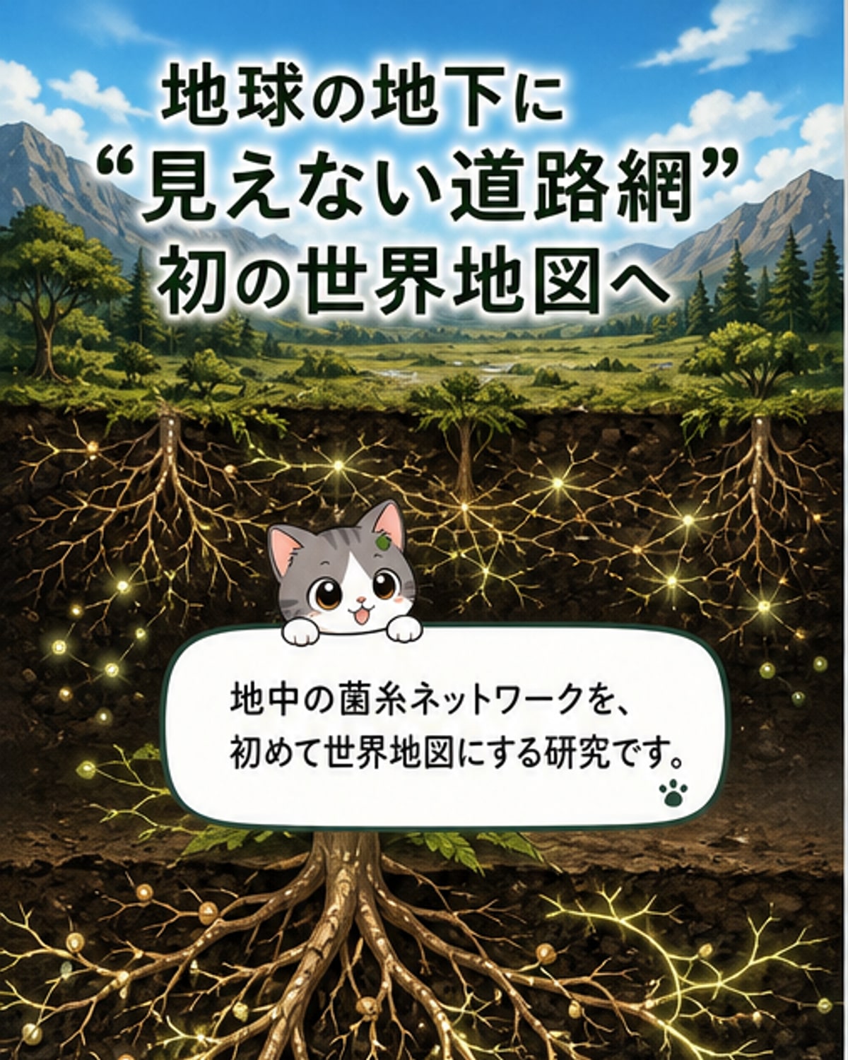 地中の菌糸ネットワーク、世界地図に