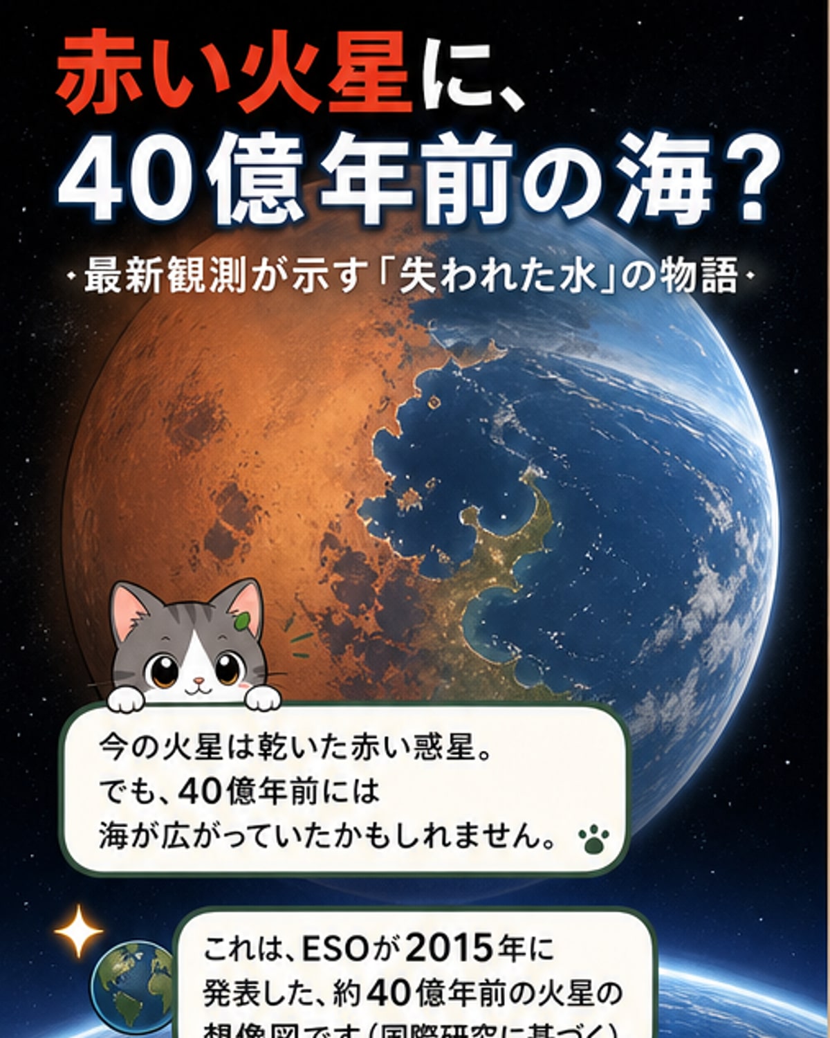 40億年前、火星に海があった証拠