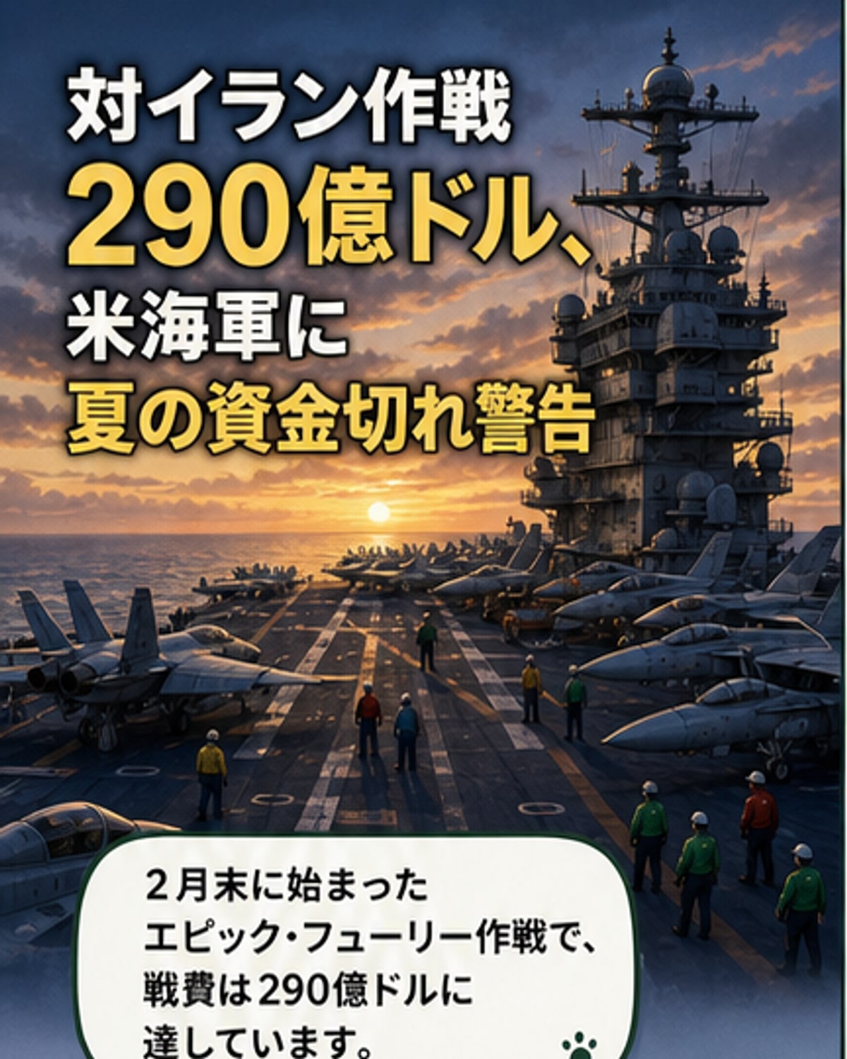 対イラン作戦で米海軍の資金が夏までに枯渇