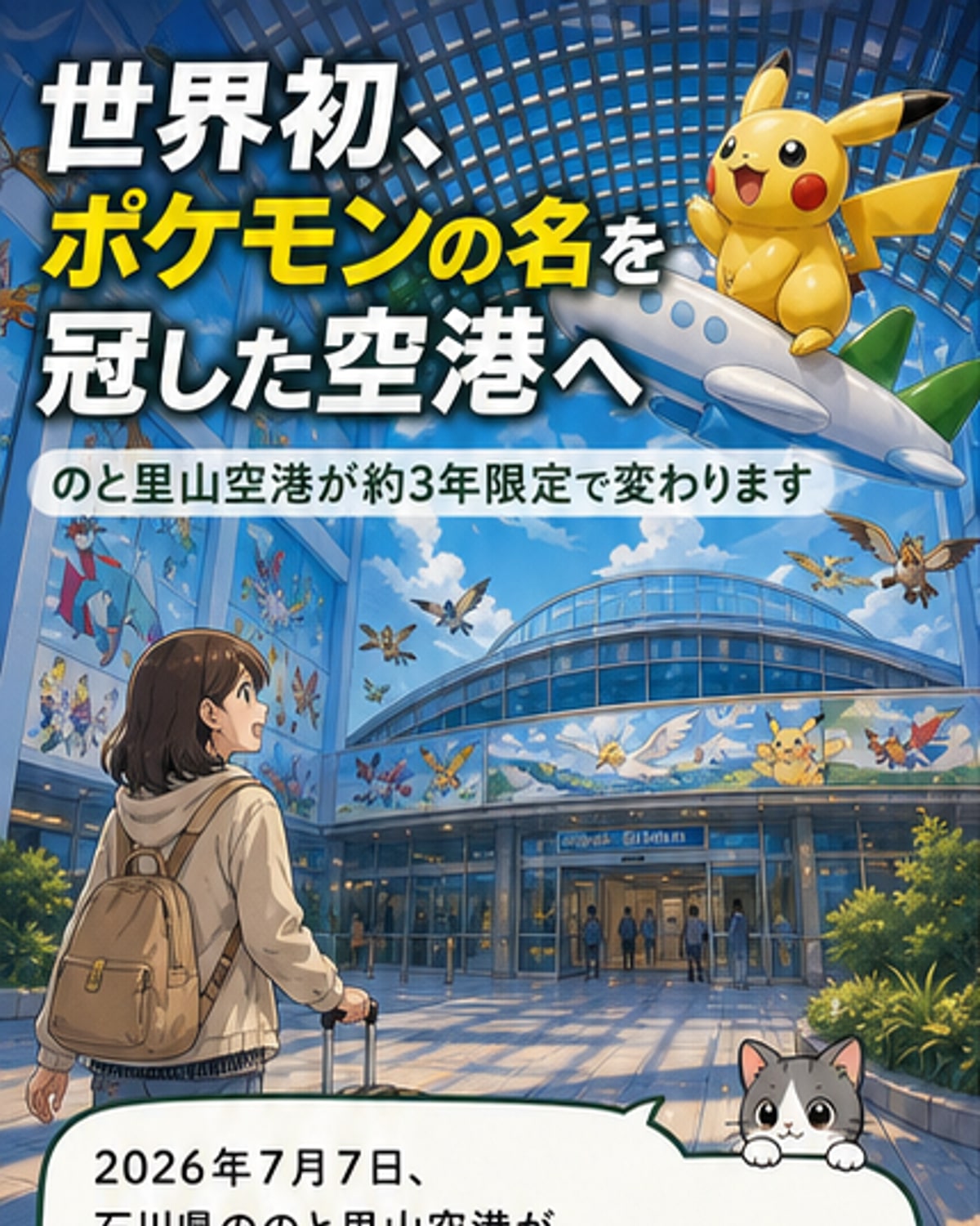 世界初！ポケモン名の空港が能登に