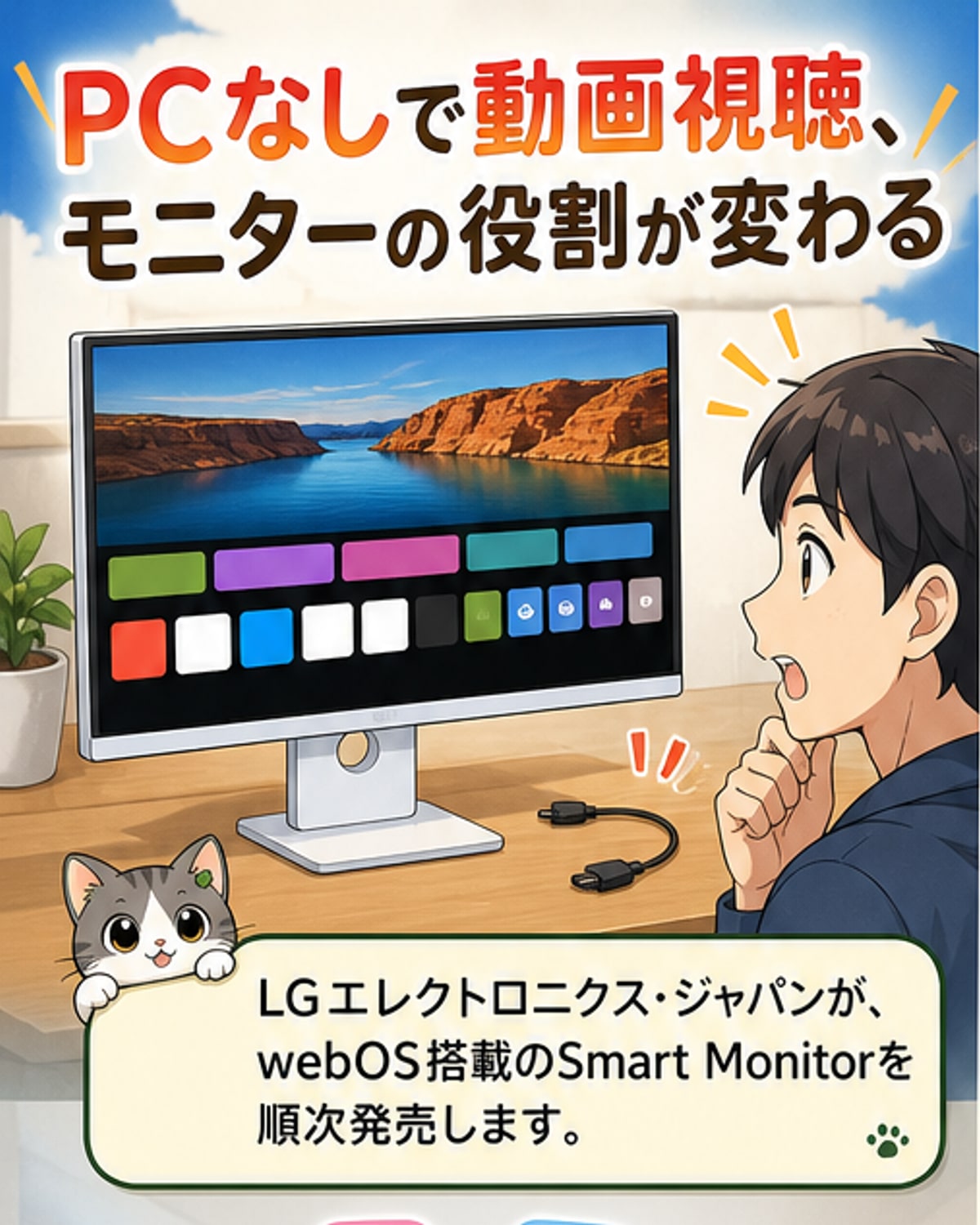 LG、webOS搭載でYouTubeもNetflixも見られるモニター