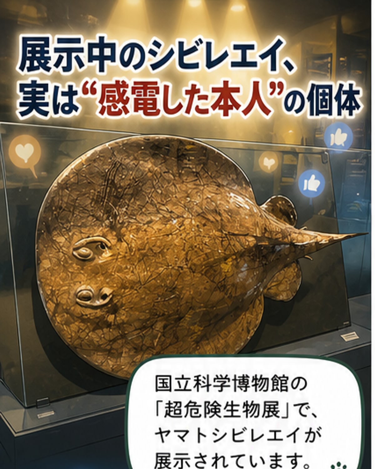 感電した個体が展示中