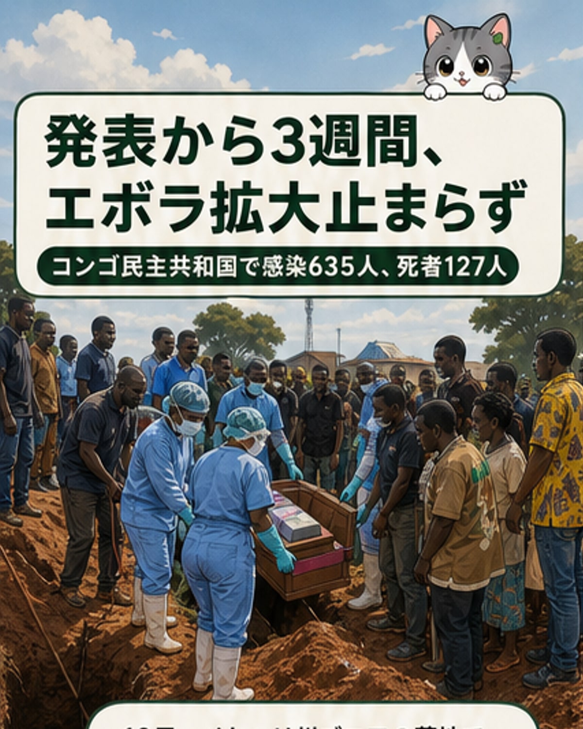 コンゴでエボラ635人感染、死者127人に