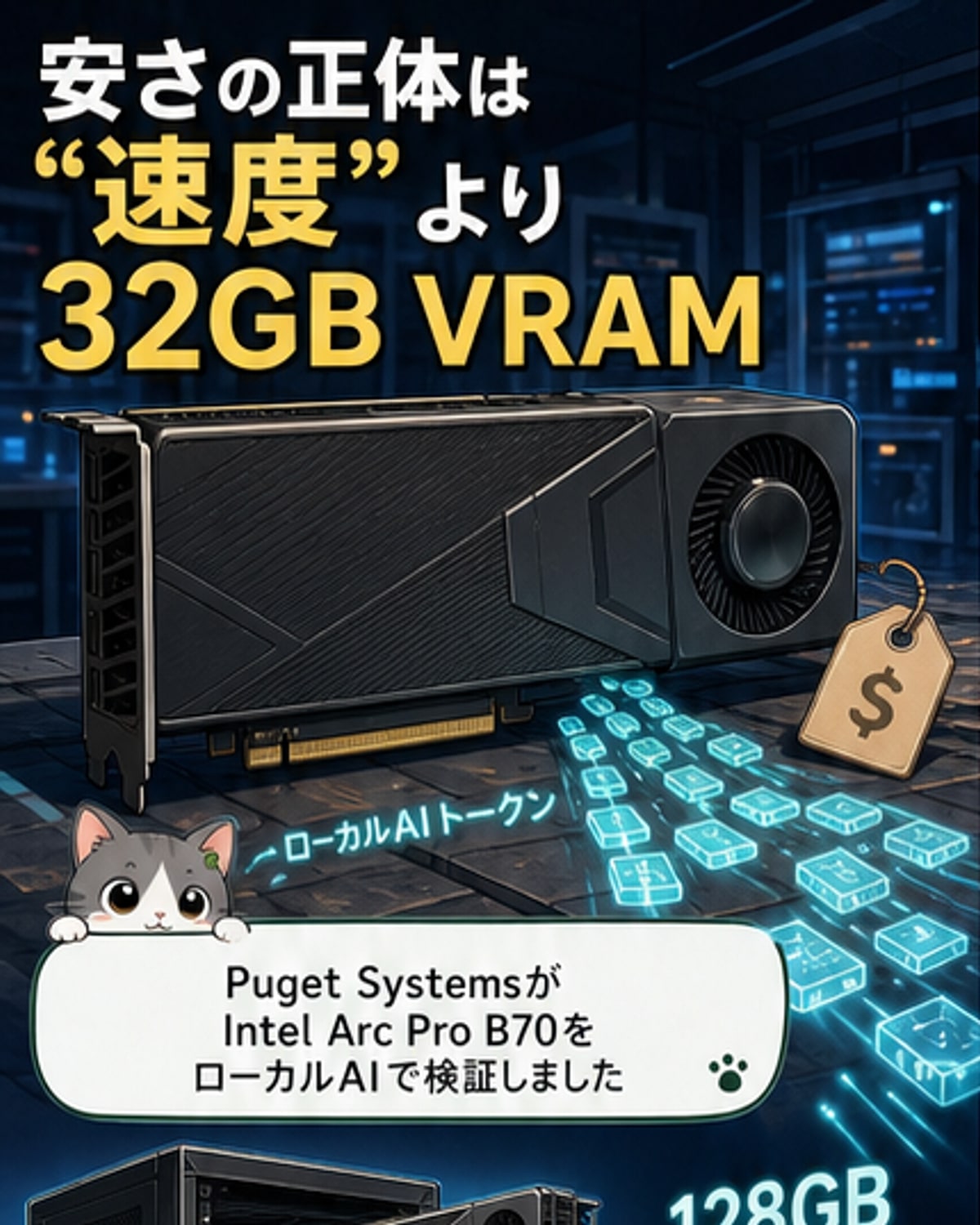 Intel Arc Pro B70、32GB VRAMでローカルAIを低コスト運用