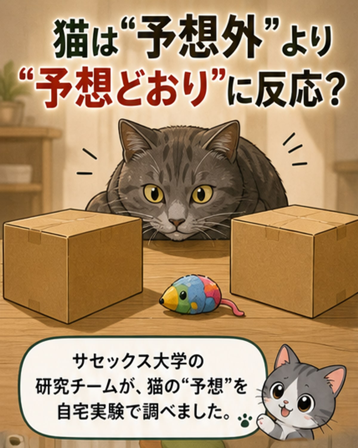 猫が選ぶのは「予想外」より「予想どおり」