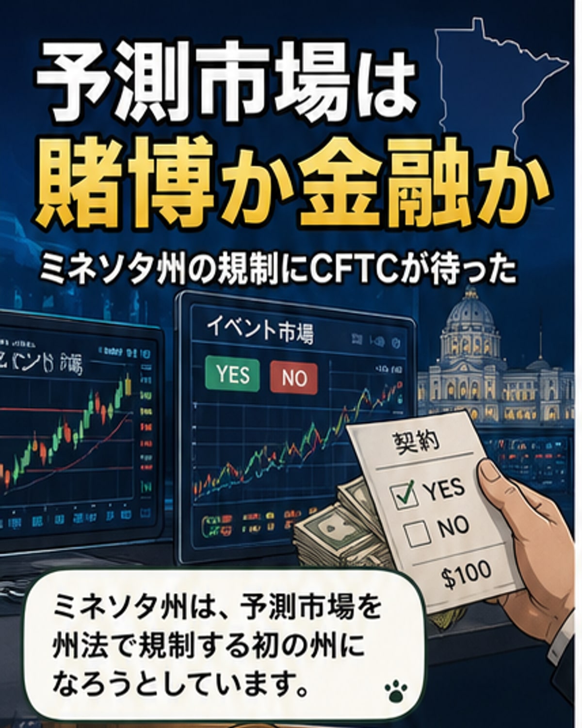ミネソタ州、予測市場を州規制へ
