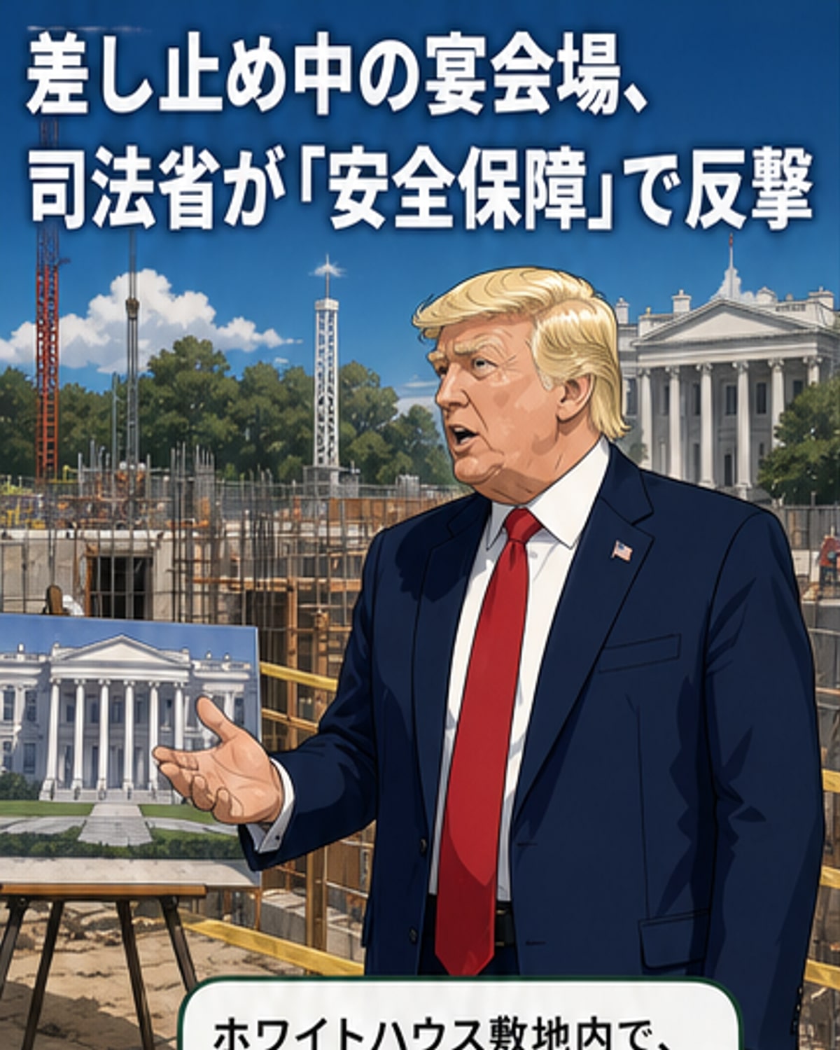 ホワイトハウス新宴会場、司法省が建設再開求める