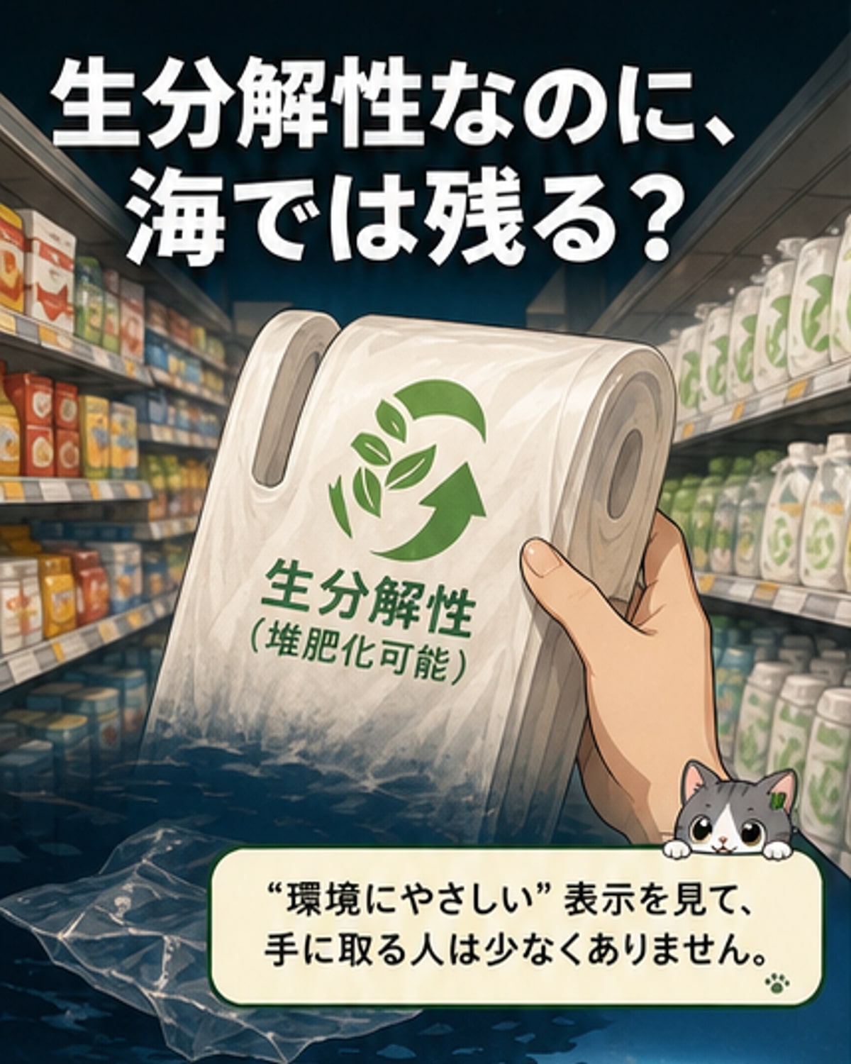 生分解性プラスチック、海では分解されず