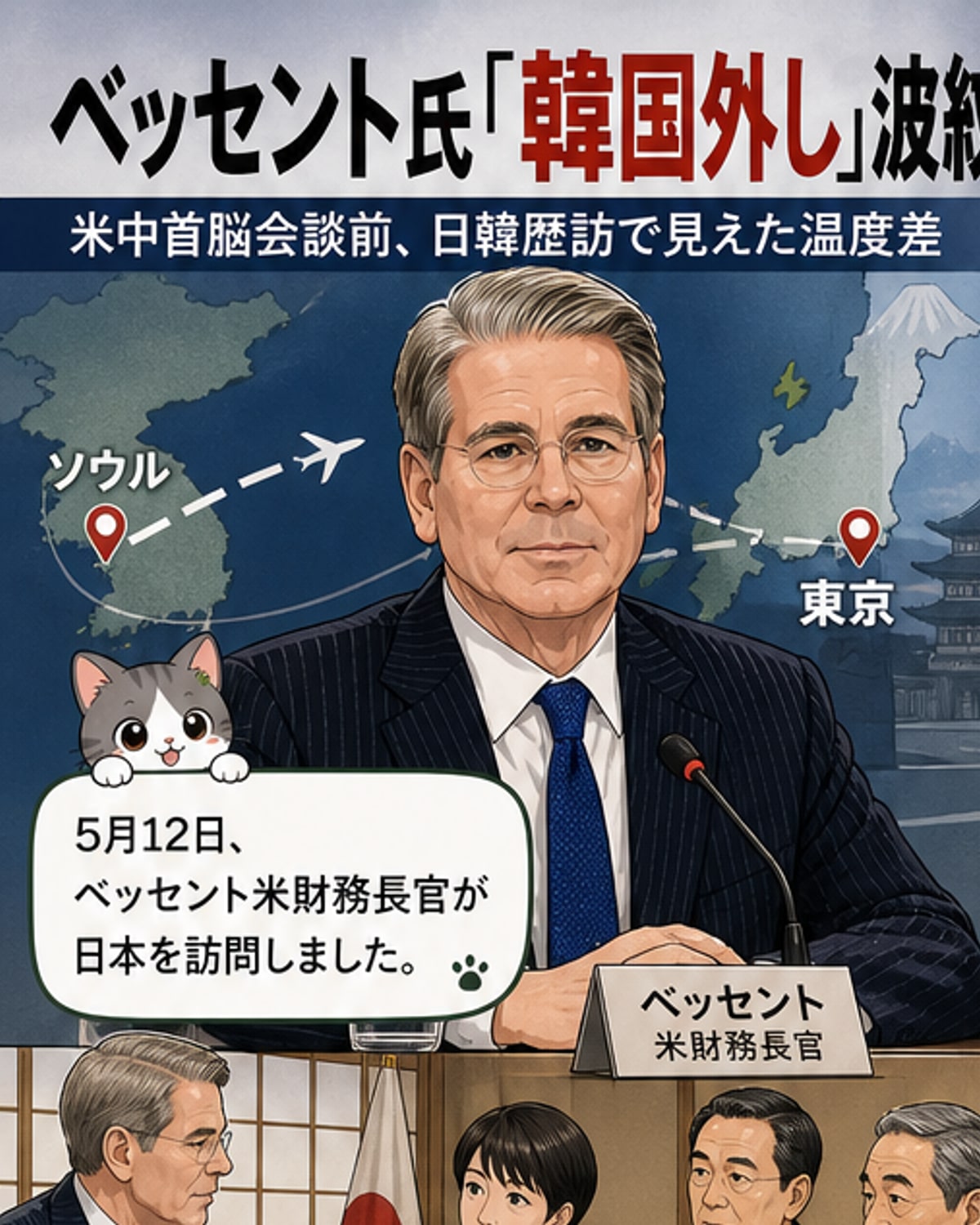 米財務長官、韓国訪問で政府高官と会わず