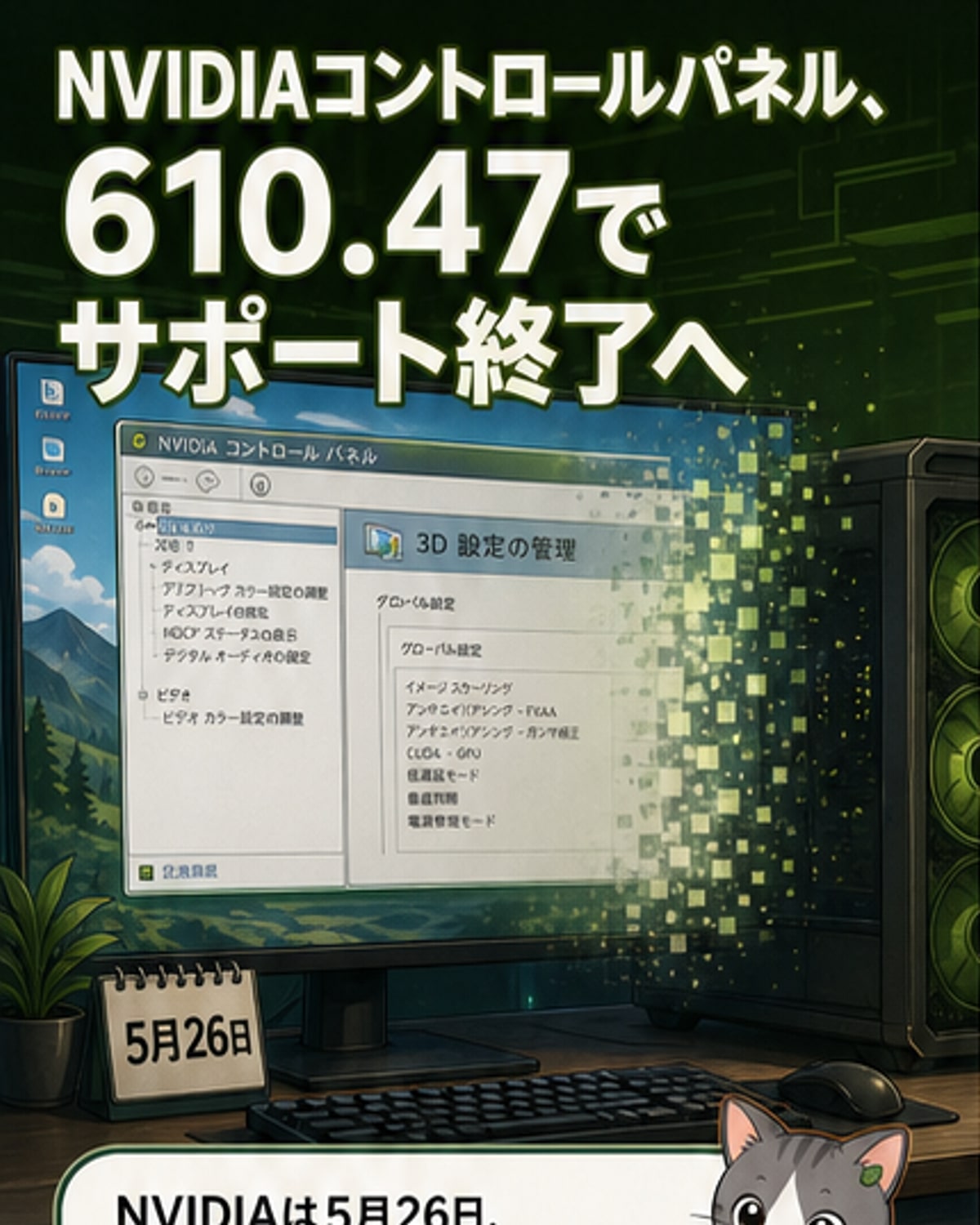NVIDIAコントロールパネルが終了