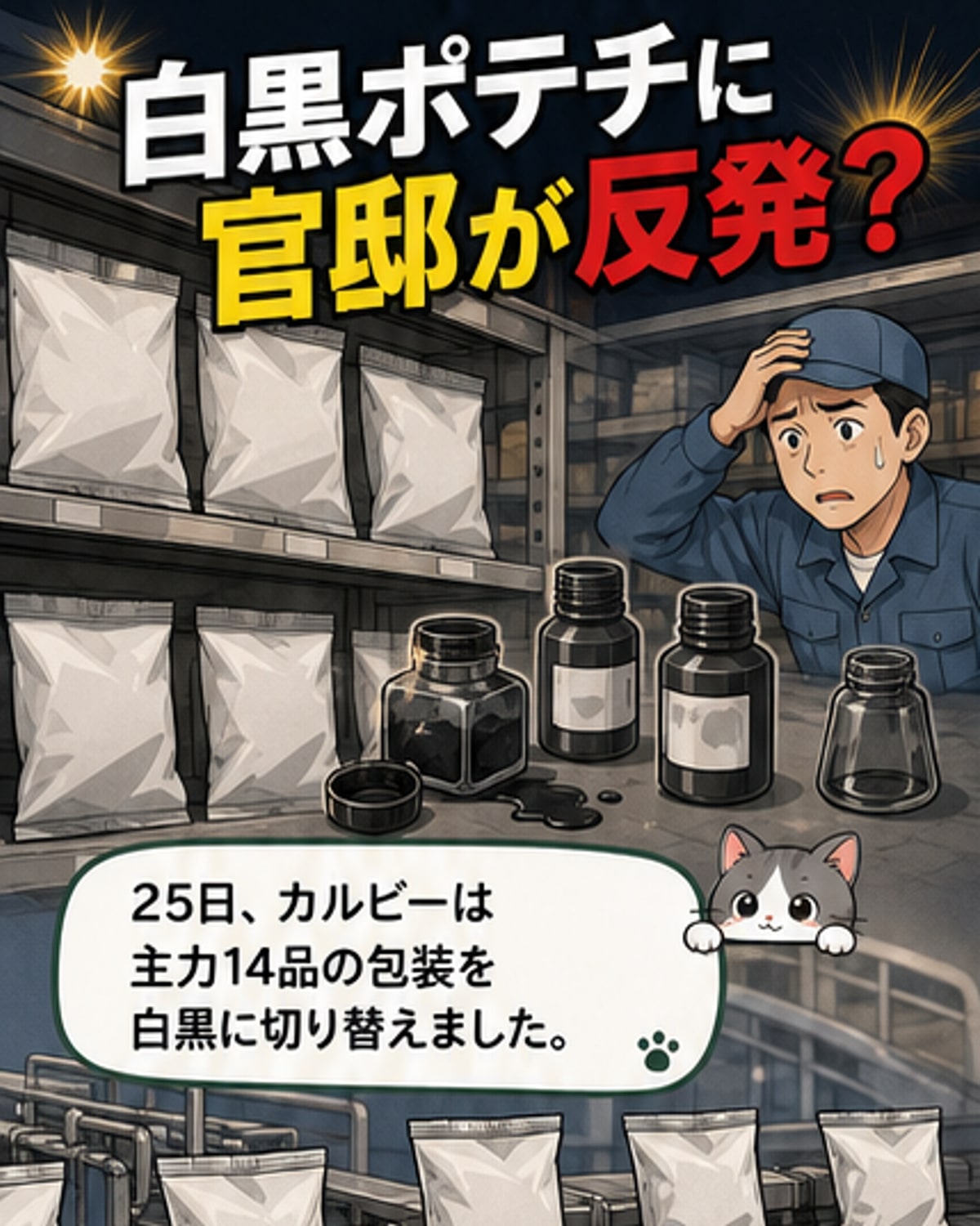 ポテチ包装の白黒転換が波紋