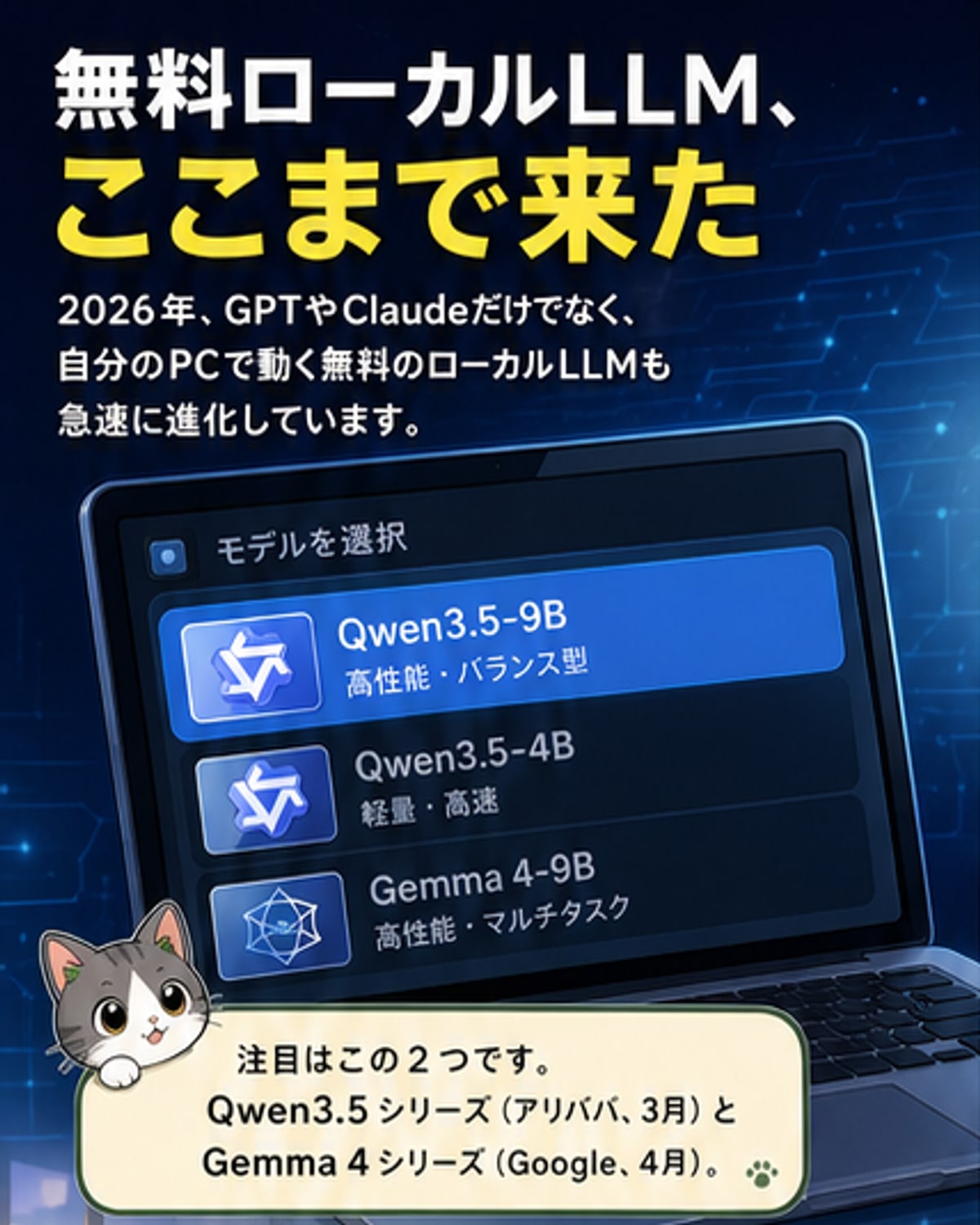 無料AIが爆進、ローカルLLMの実力