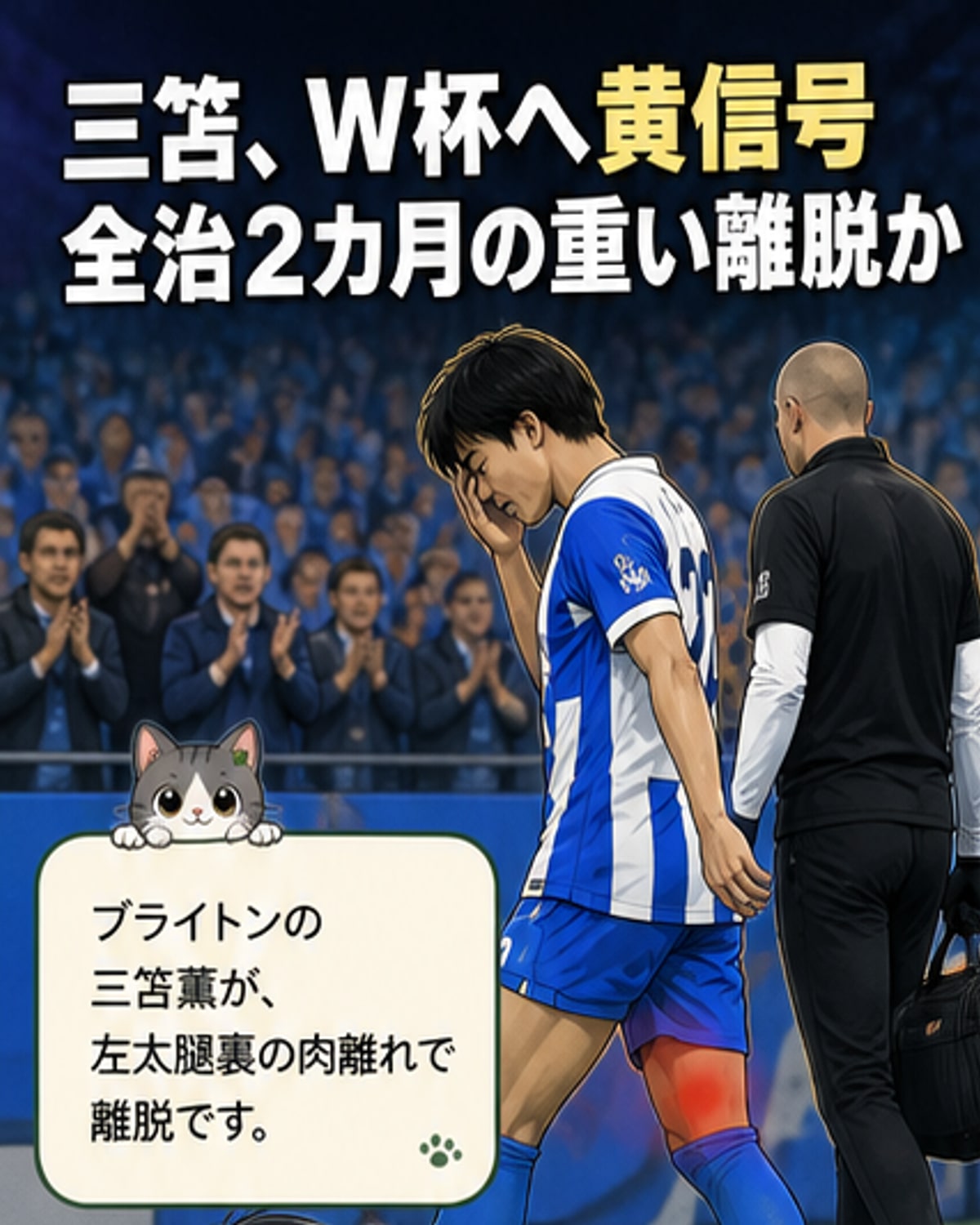 三笘、W杯出場絶望の重傷