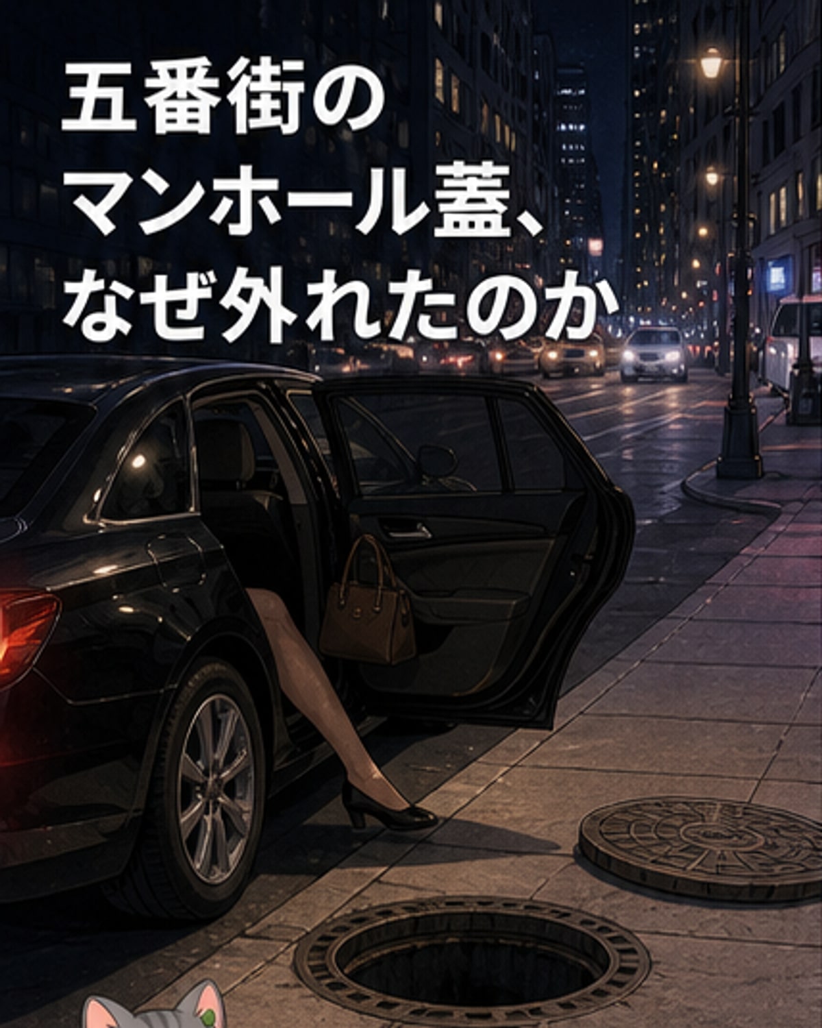 大型トラック通過後にマンホール転落