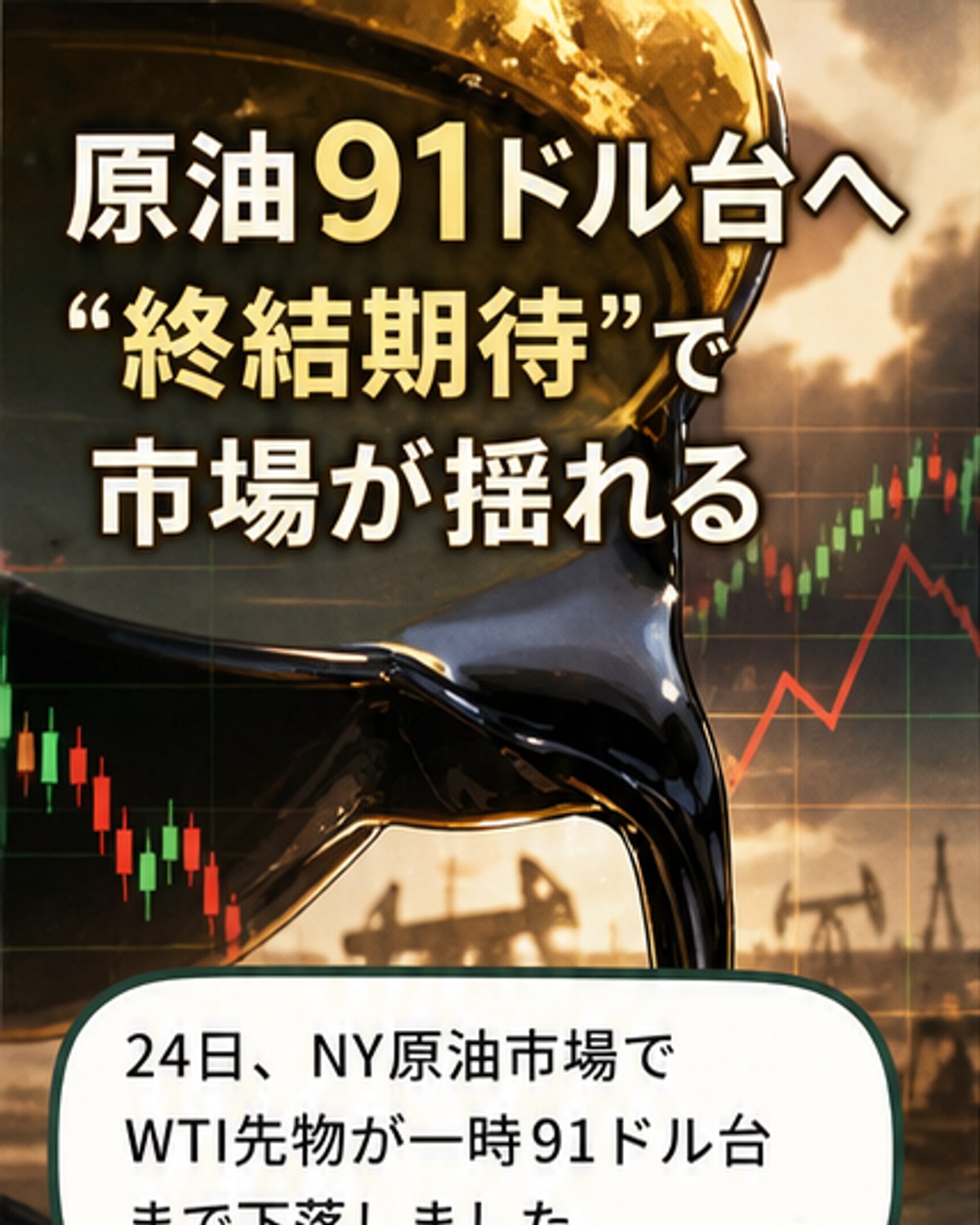 NY原油、一時91ドル台に下落