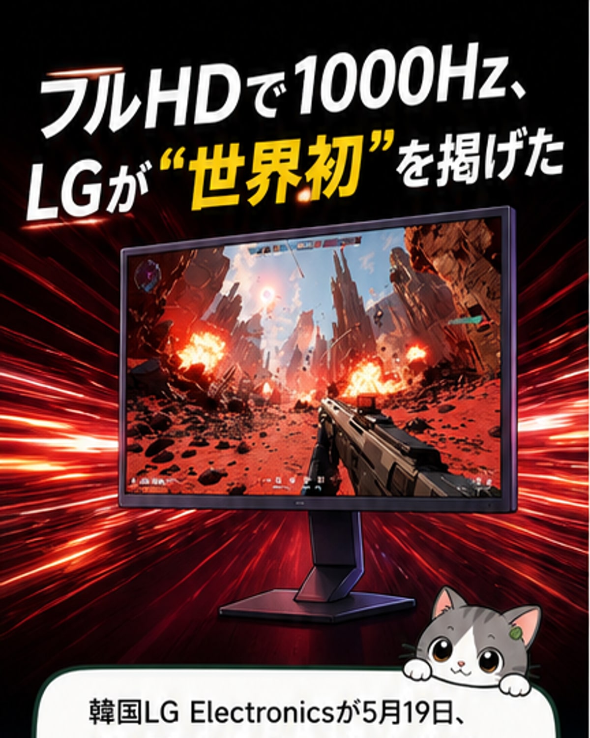 LG、世界初の真のフルHD/1,000Hz駆動ゲーミングモニター発表