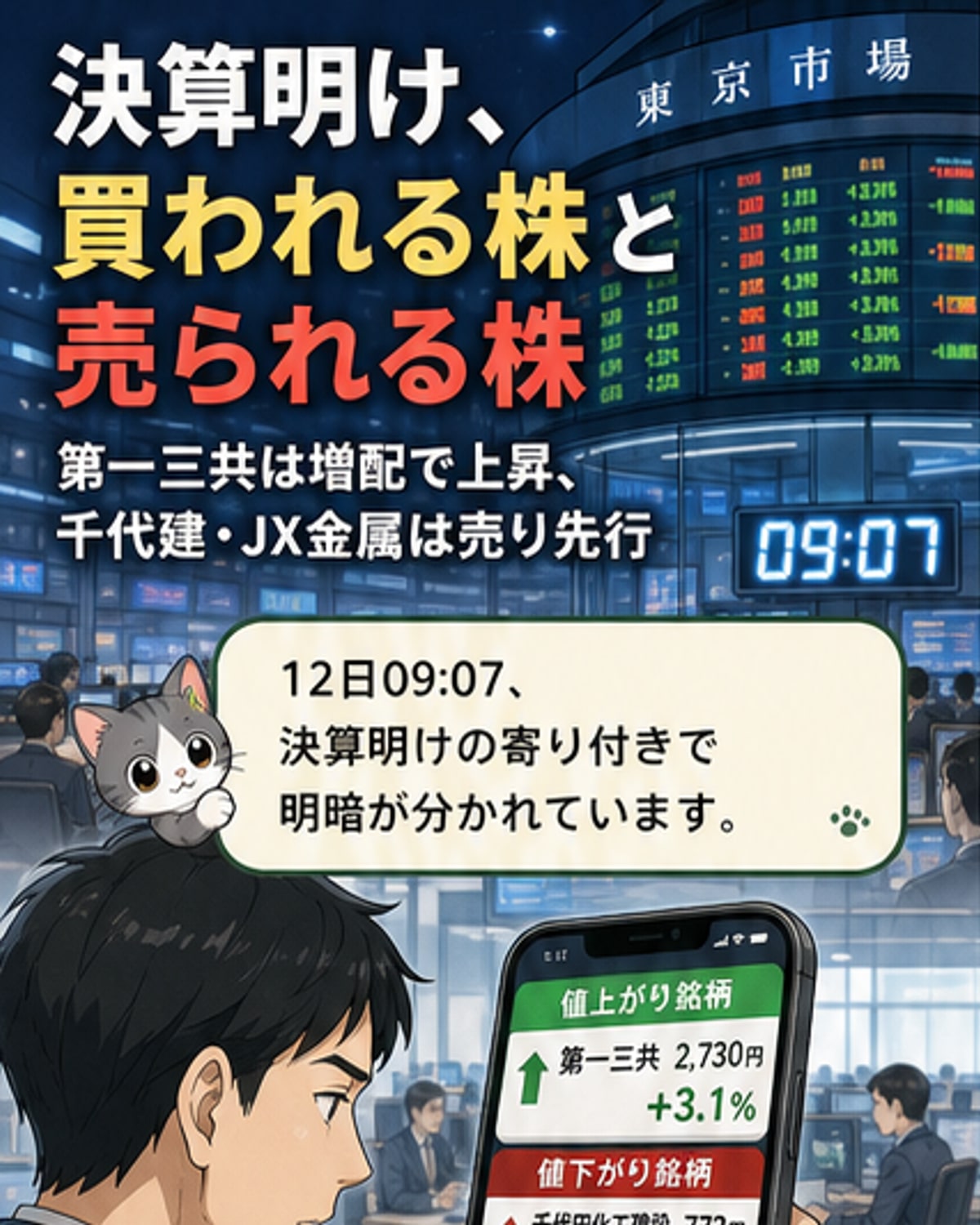 決算発表で株価分かれ道